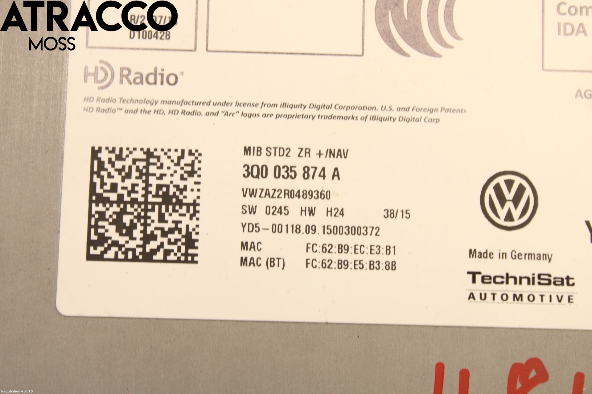 Volkswagen VW GOLF / E-GOLF VII 13-20 Stereo Radio Med Cd