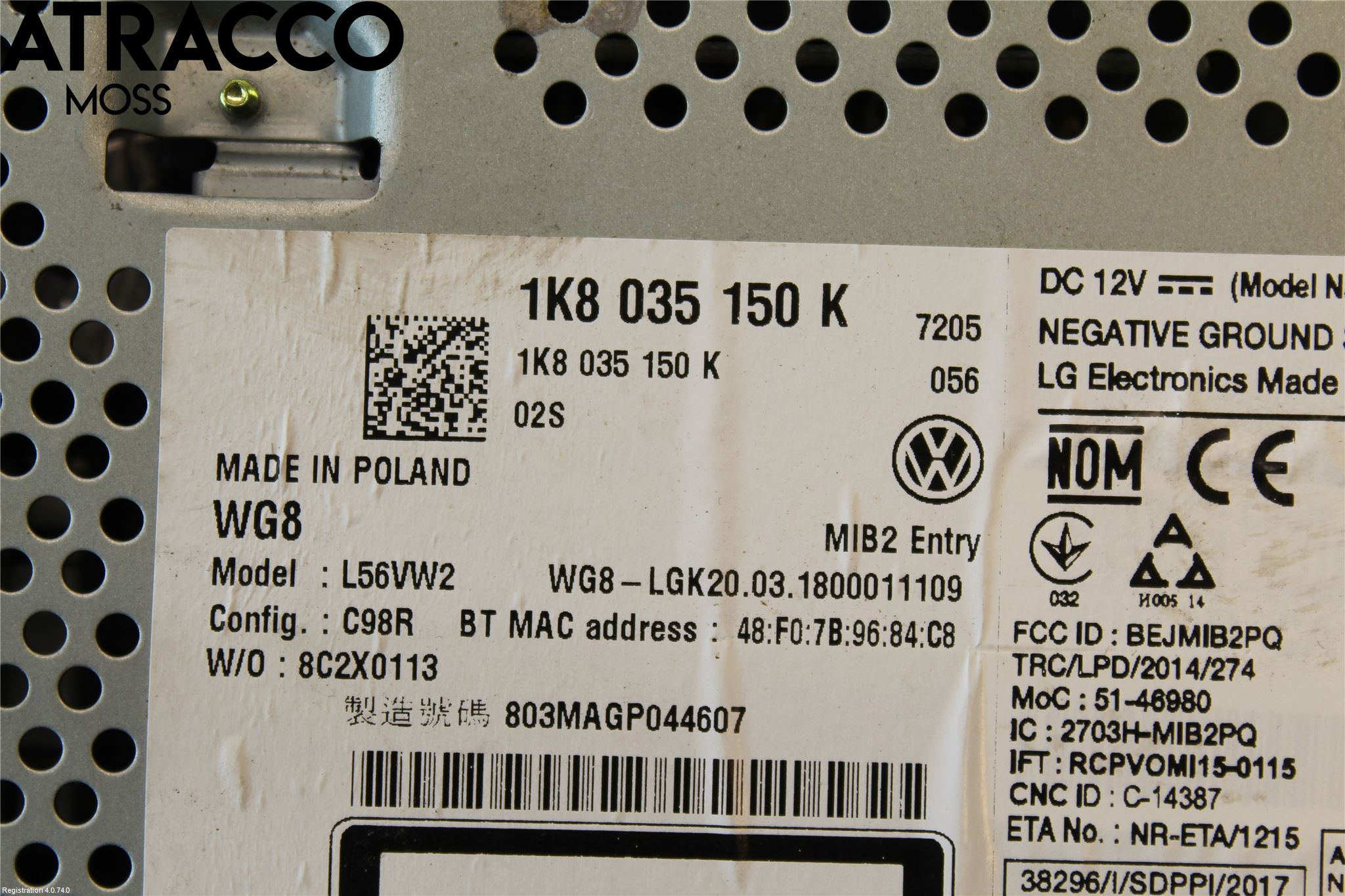 Volkswagen VW CADDY 16-20 Stereo Radio Med Cd