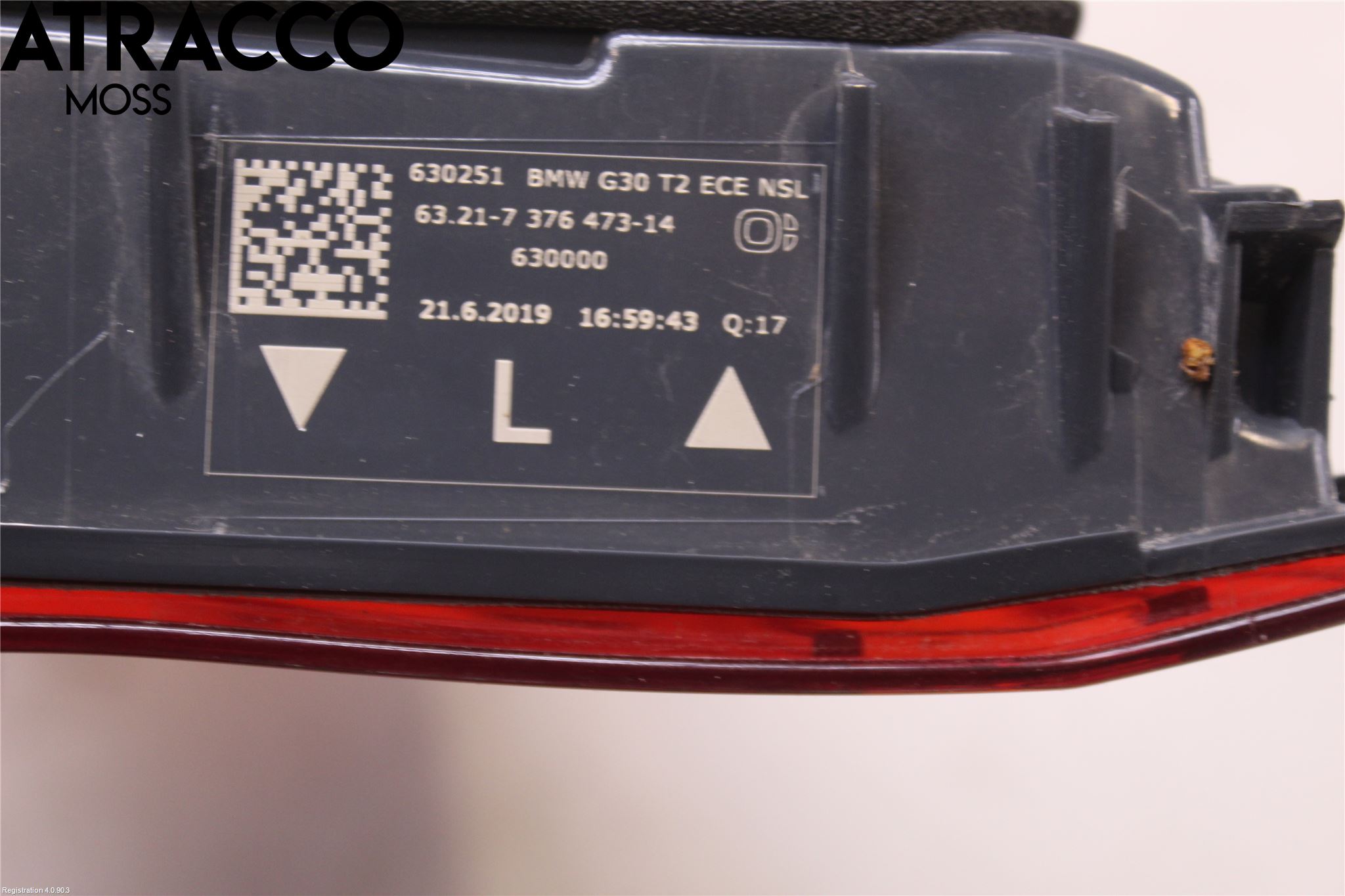 BMW 5 G30/G31/F90 17-23 Baklykt Venstre  På Luke(Indre