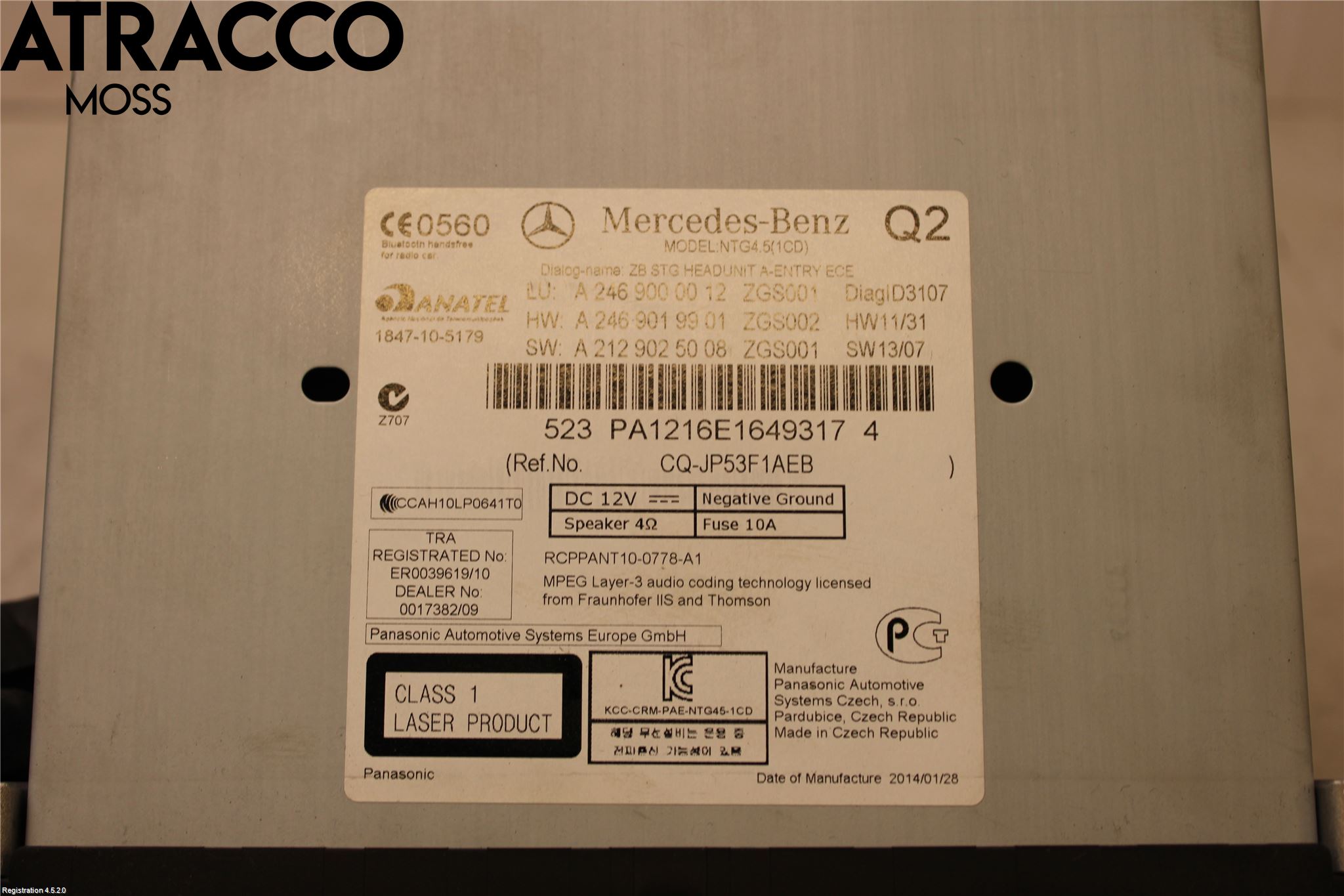 Mercedes-Benz MB B-KLASS (W246/W242) 12-19 Stereo Radio Med Cd