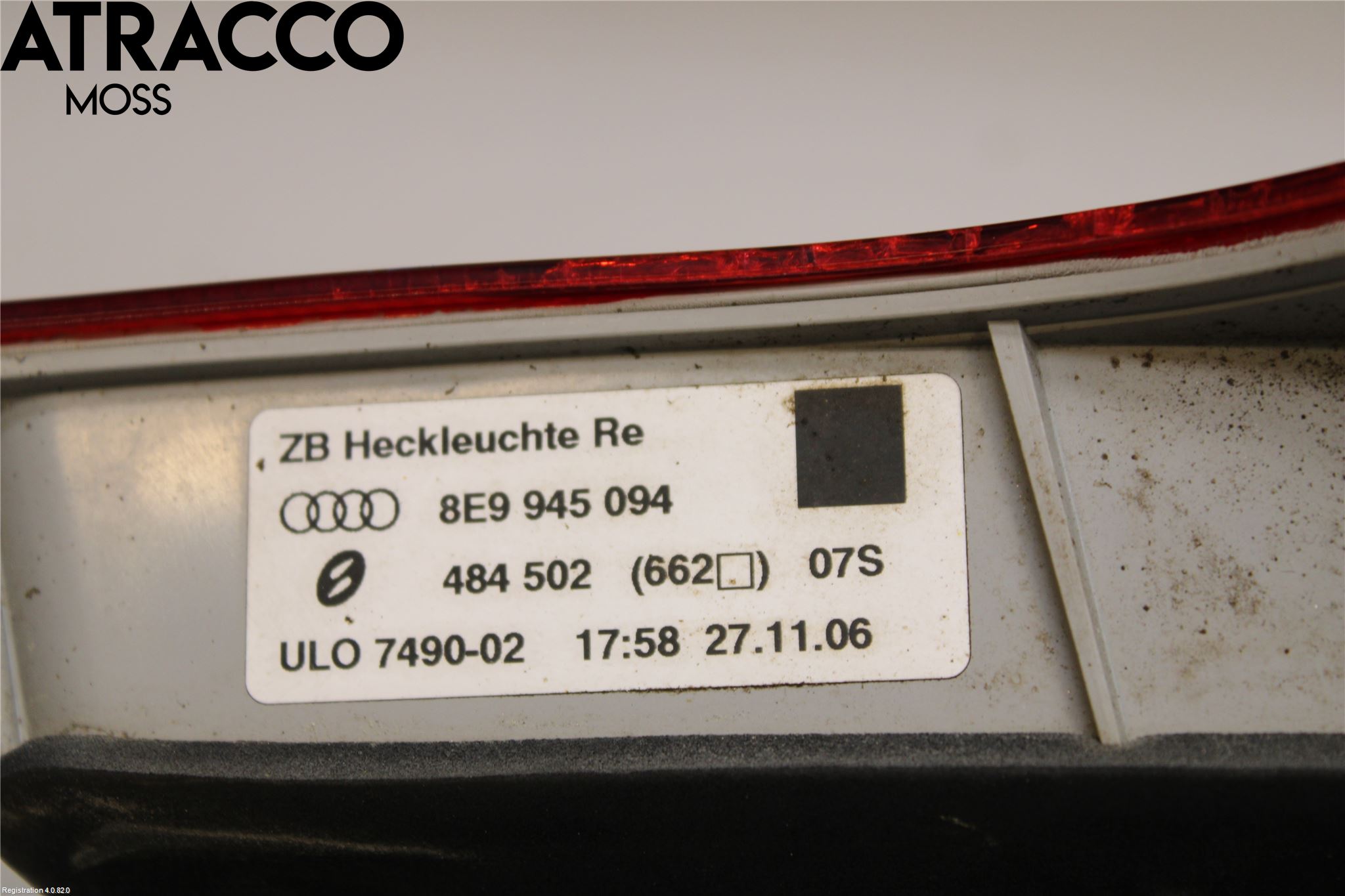 Audi A4/S4 05-07 Baklykt Høyre  På Luke(Indre)