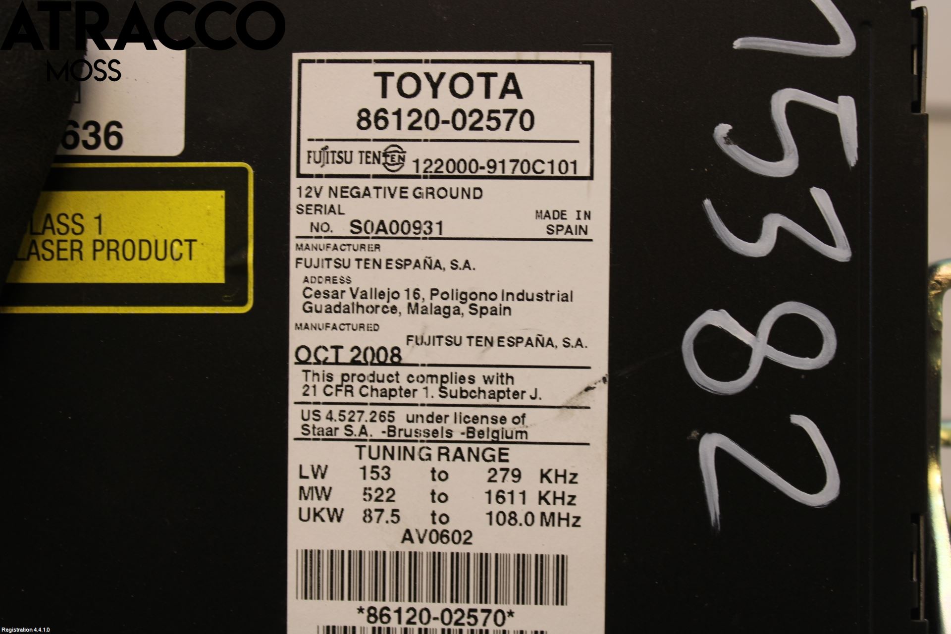 Toyota AURIS 07-09 Stereo Radio Med Cd