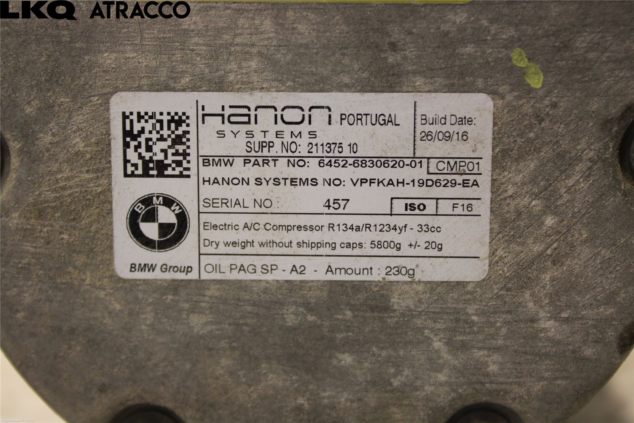 BMW i3 I01 13-22 Varme Ac Kompressor