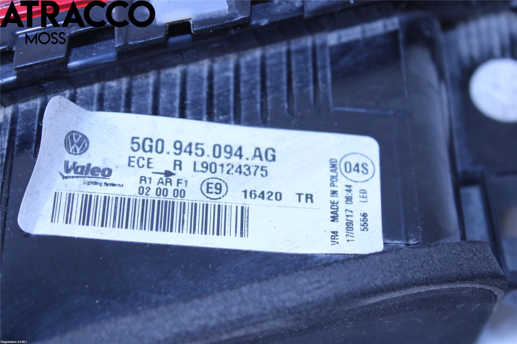 Volkswagen VW GOLF / E-GOLF VII 13-20 Baklykt Høyre  På Luke(Indre)