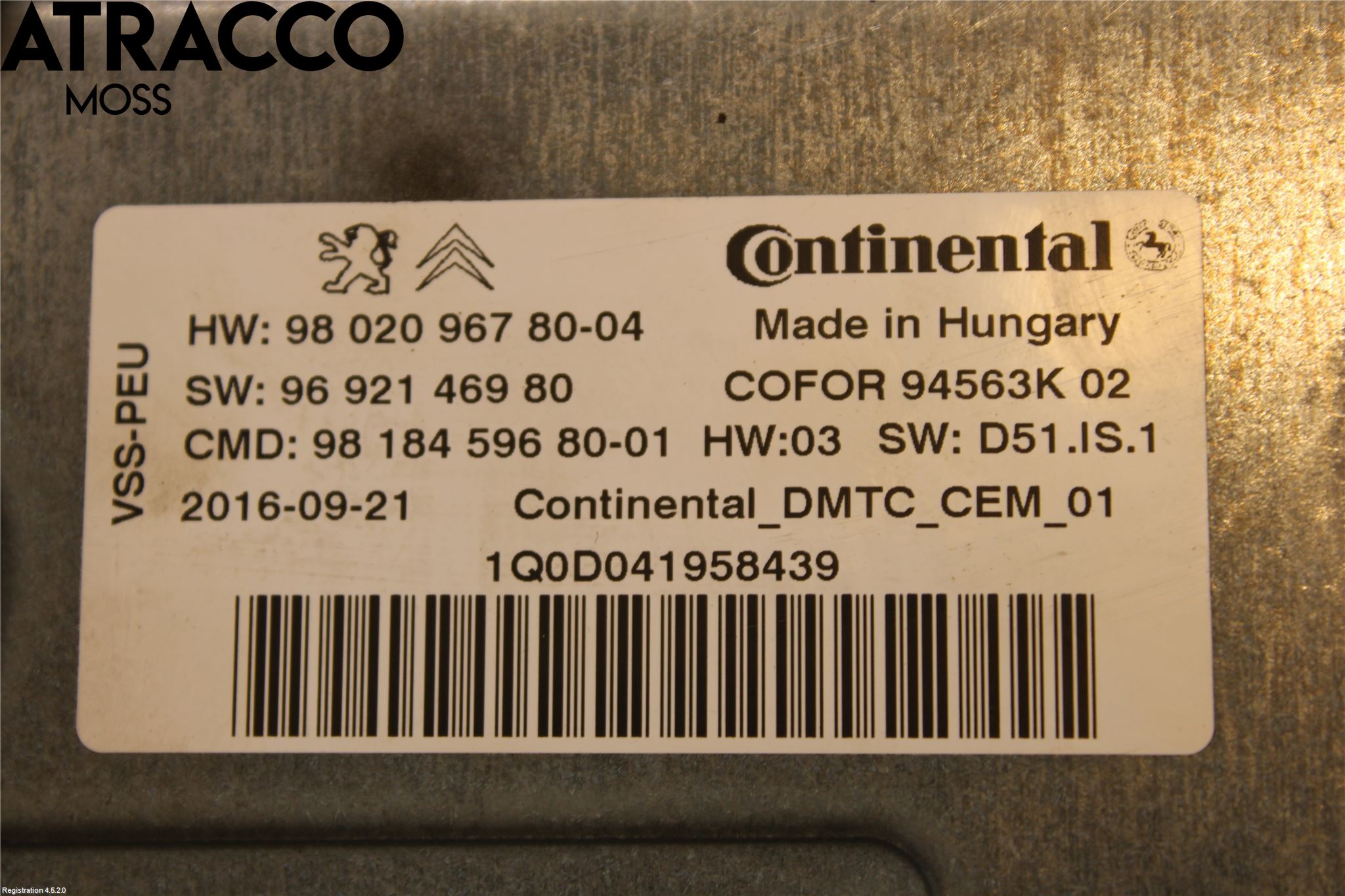 Peugeot PARTNER 16-18 Styrenhet Start/Stopp