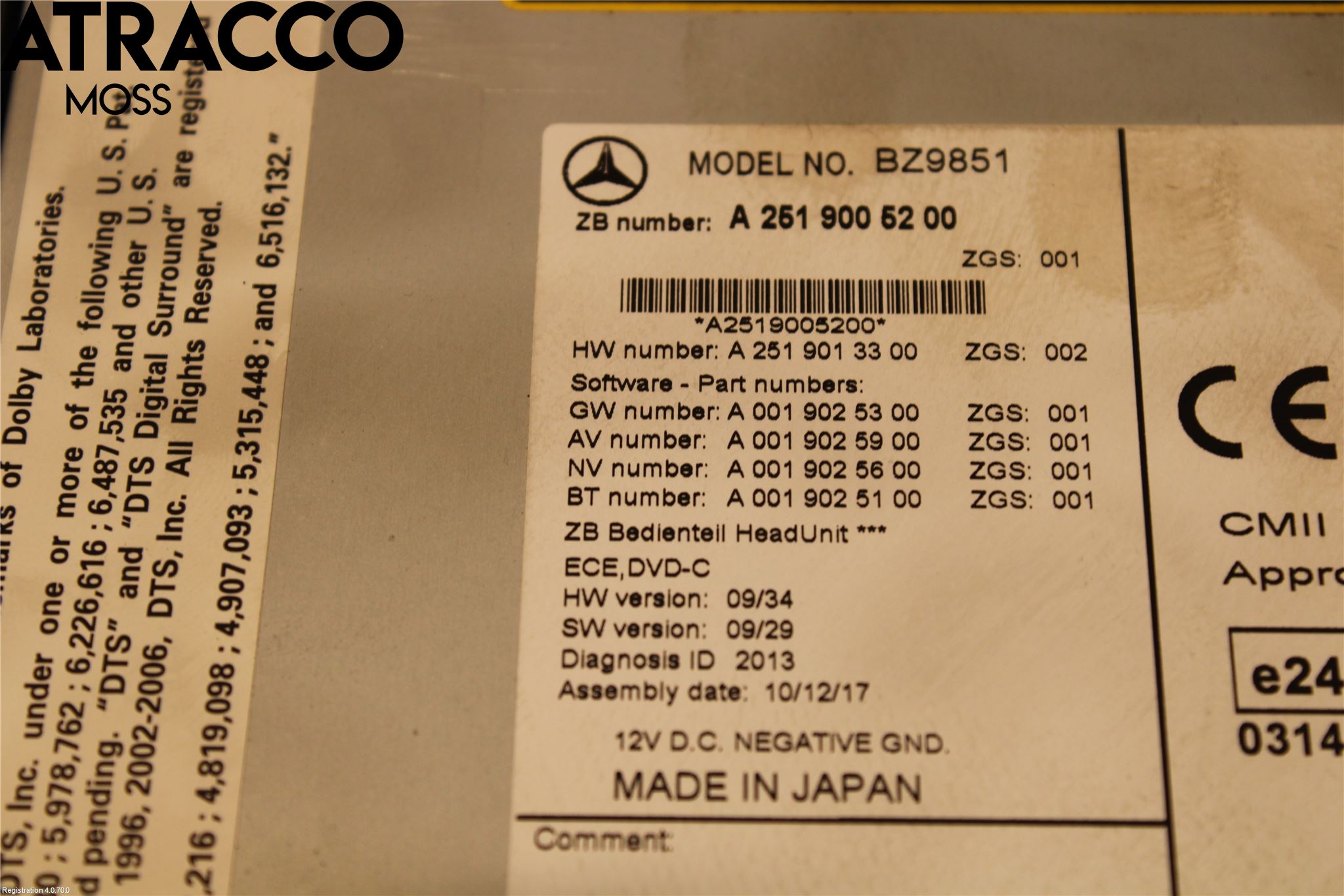 Mercedes-Benz MB R-KLASS (W251) 05-13 Stereo Radio Med Cd