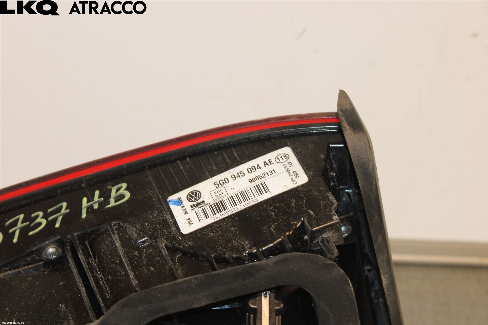 Volkswagen VW GOLF / E-GOLF VII 13-20 Baklykt Høyre  På Luke(Indre)