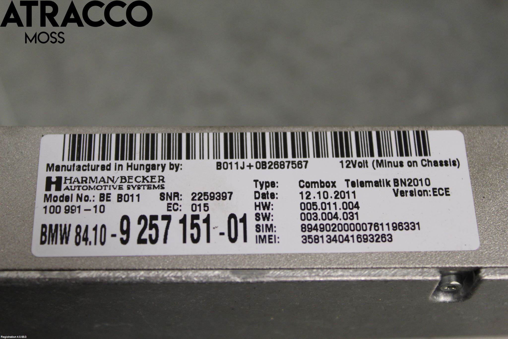 BMW 5 F10/F11/F18 09-17 Styreenhet Øvrig