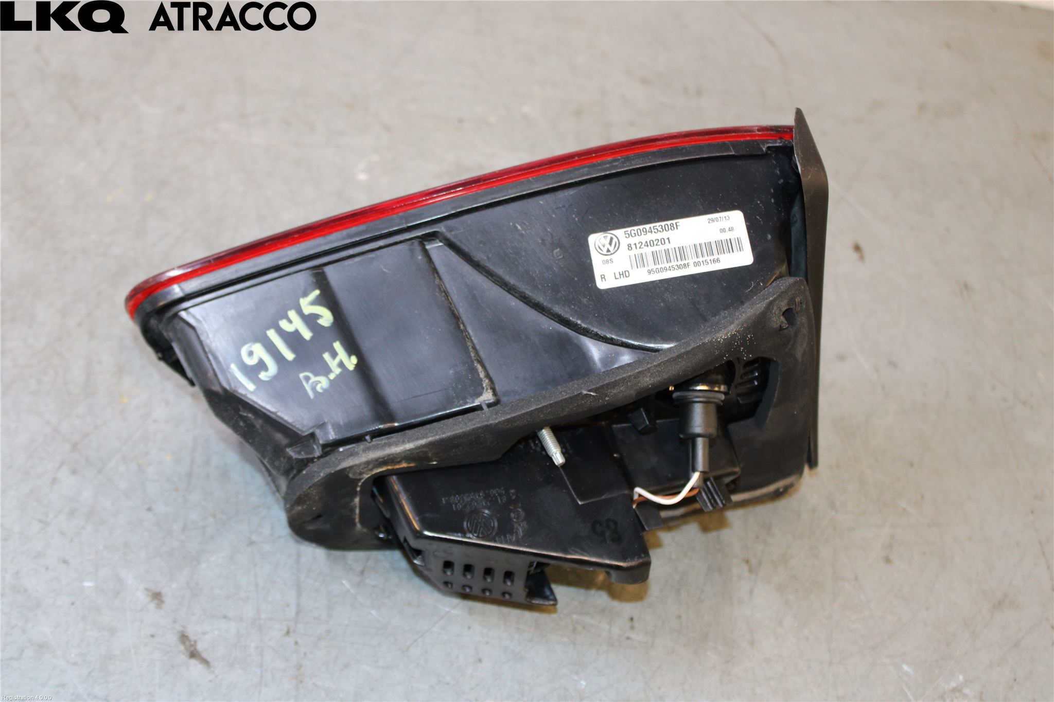 Volkswagen VW GOLF / E-GOLF VII 13-20 Baklykt Høyre  På Luke(Indre)