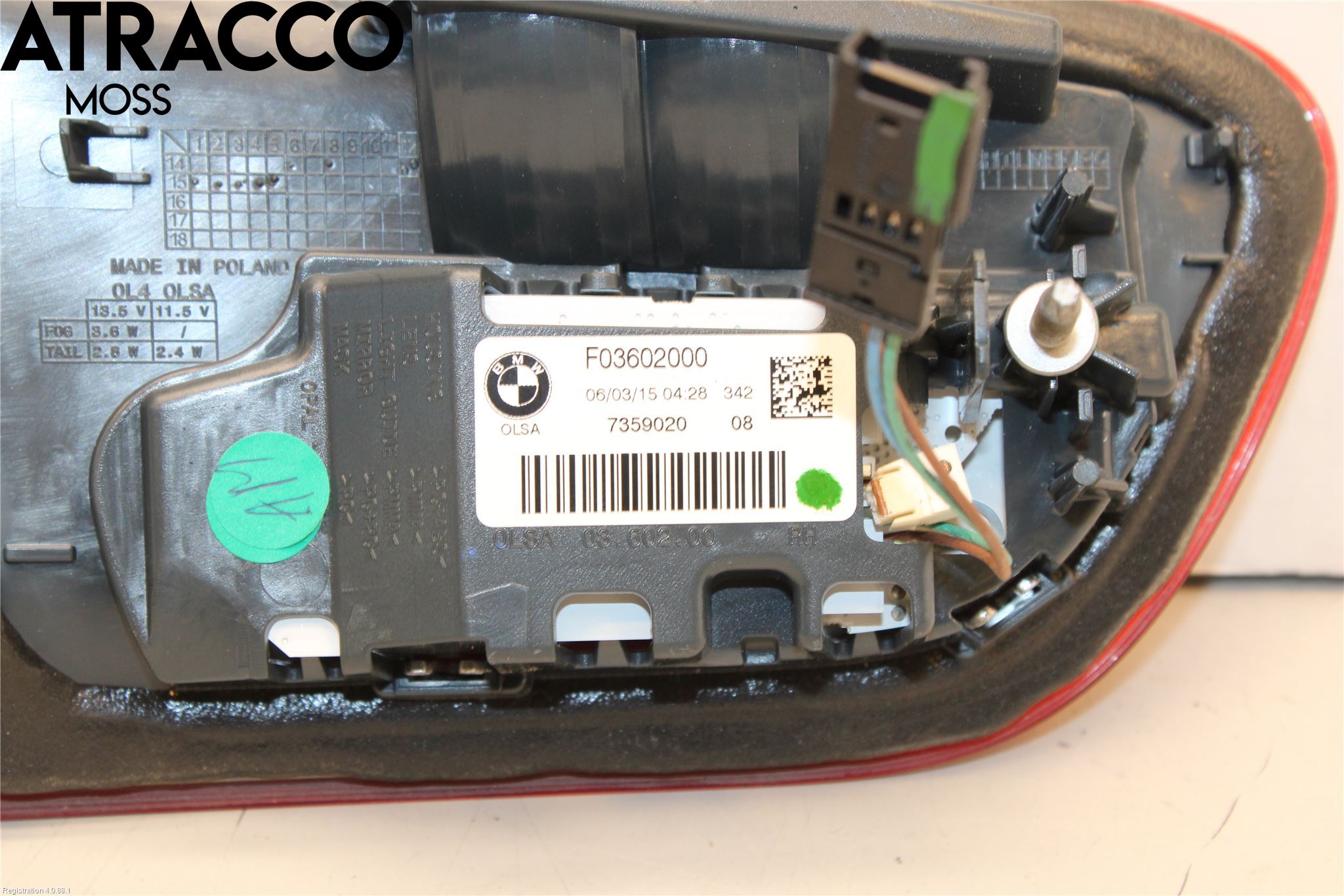 BMW 1 F20/F21 11-19 Baklykt Høyre  På Luke(Indre)