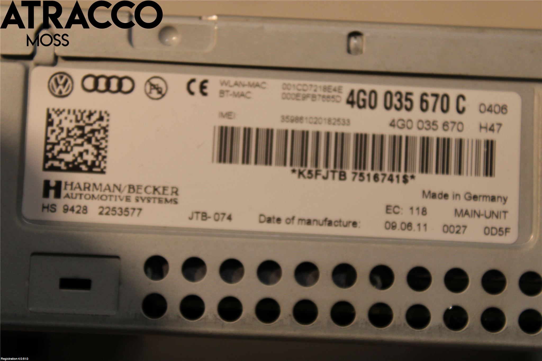 Audi A6/S6 4G 11-18 Stereo Radio Med Cd