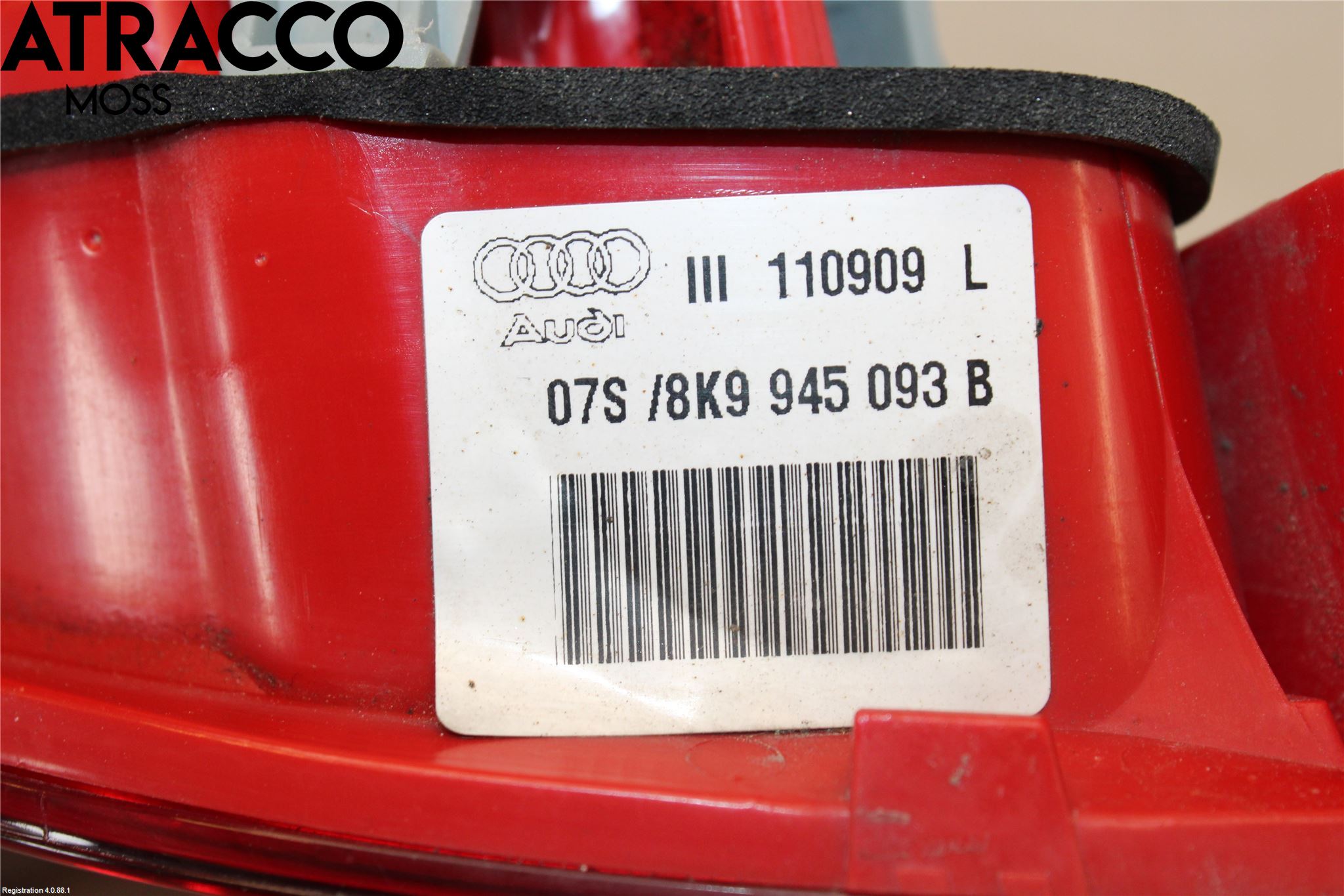 Audi A4/S4 08-11 Baklykt Venstre  På Luke(Indre