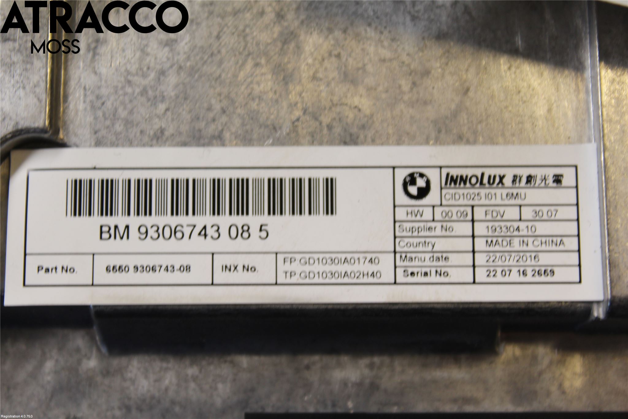 BMW i3 I01 13-22 Multifunktionsdisplay