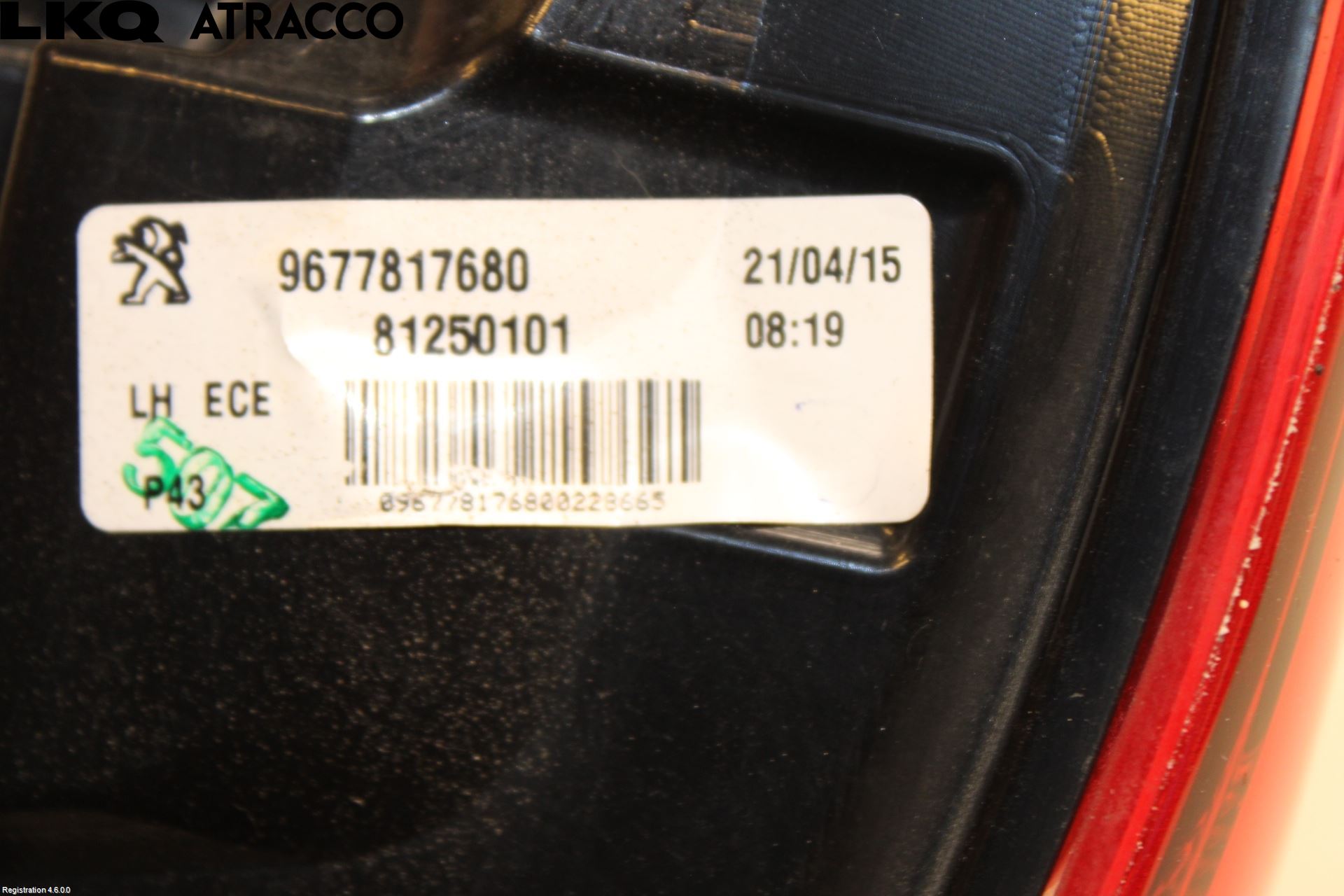 Peugeot 308 14-21 Baklykt Venstre