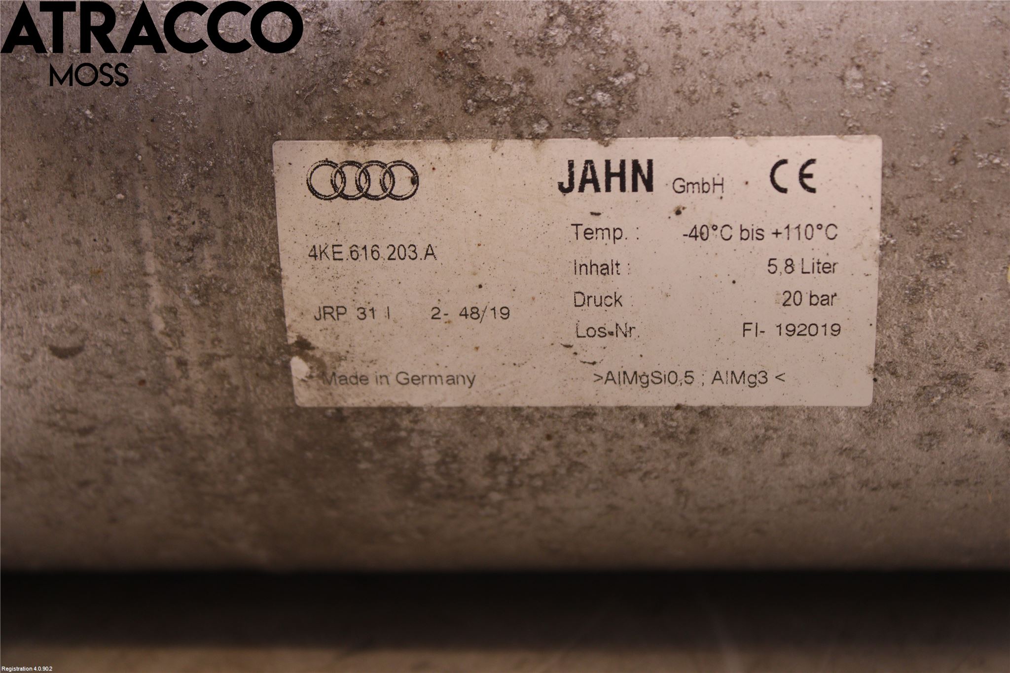 Audi E-TRON, S GE 19- Nivå/Lufrfrändring Trycktank