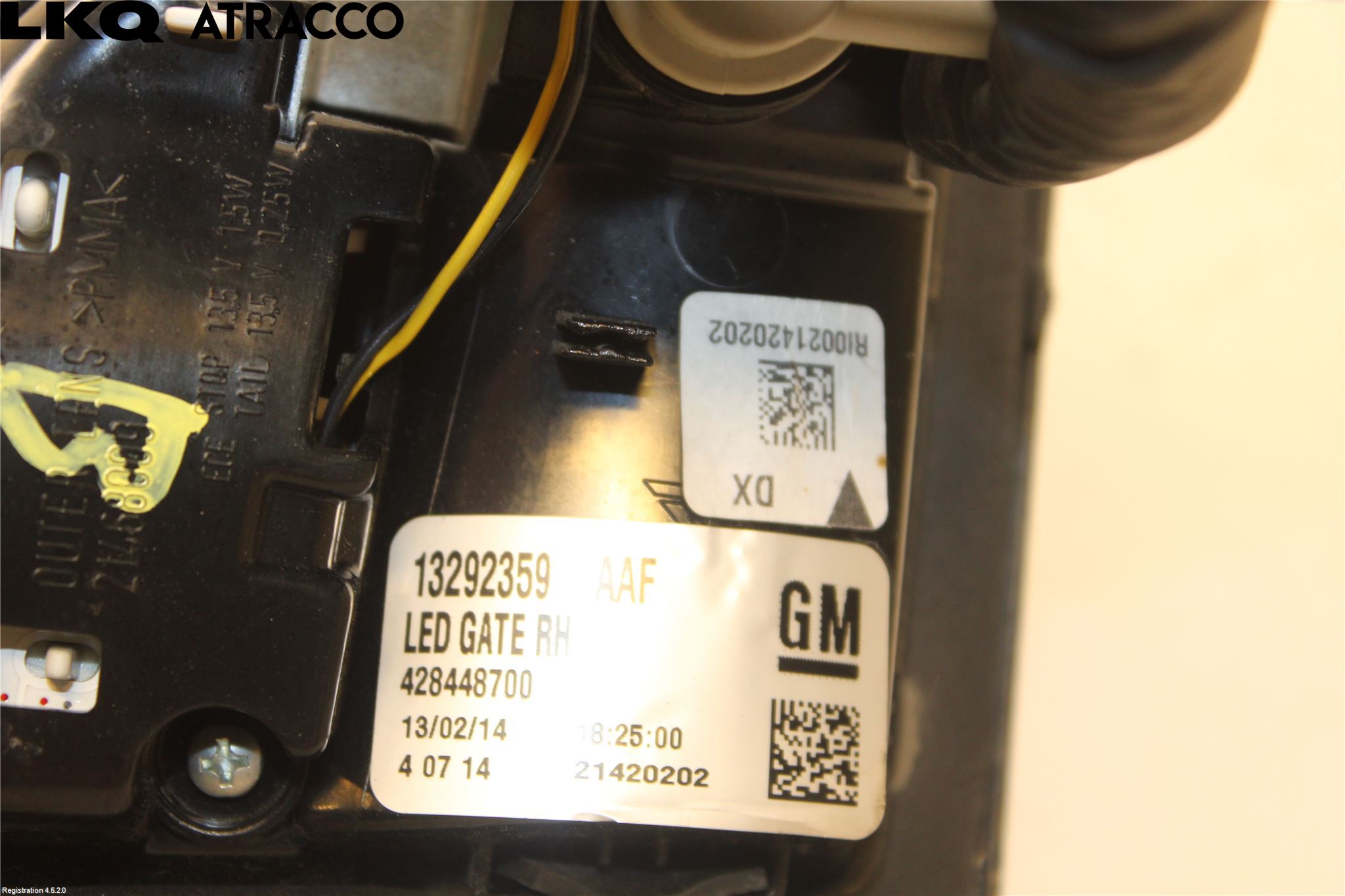 Opel ZAFIRA C 12-19 Baklykt Høyre  På Luke(Indre)