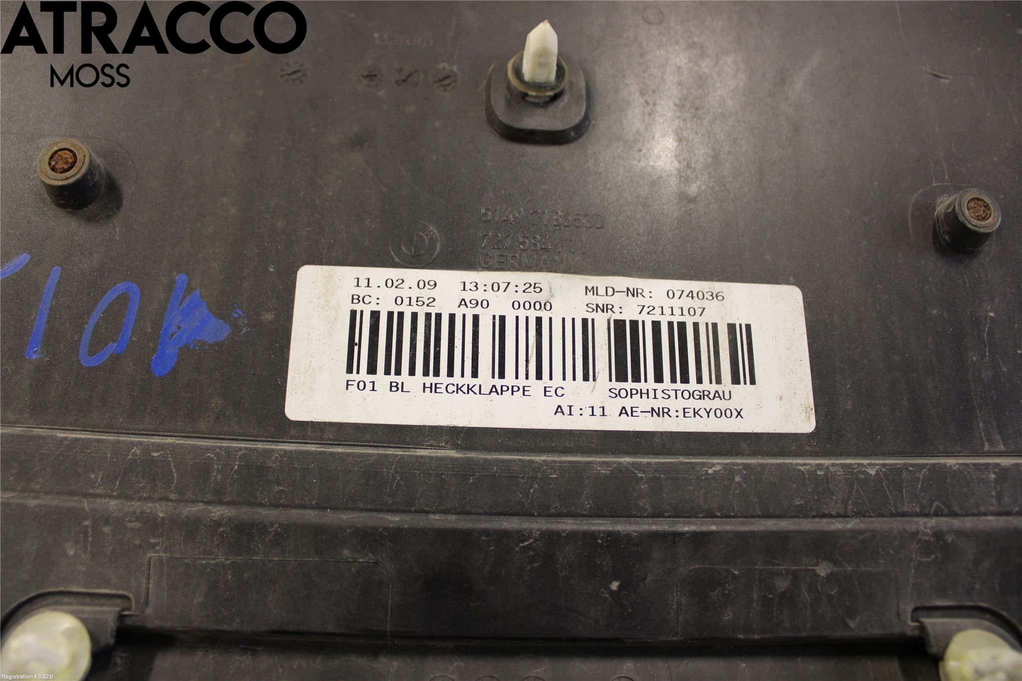 BMW 7 F01/02/03/04 09-15 Refleksplate - Skiltplate