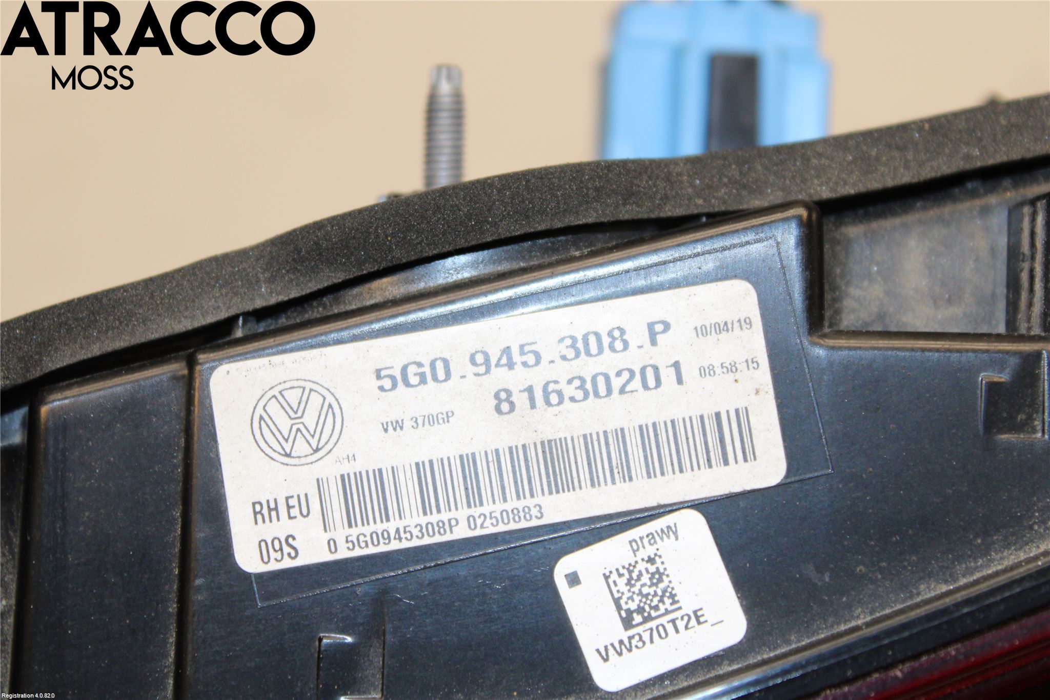 Volkswagen VW GOLF / E-GOLF VII 13-20 Baklykt Høyre  På Luke(Indre)