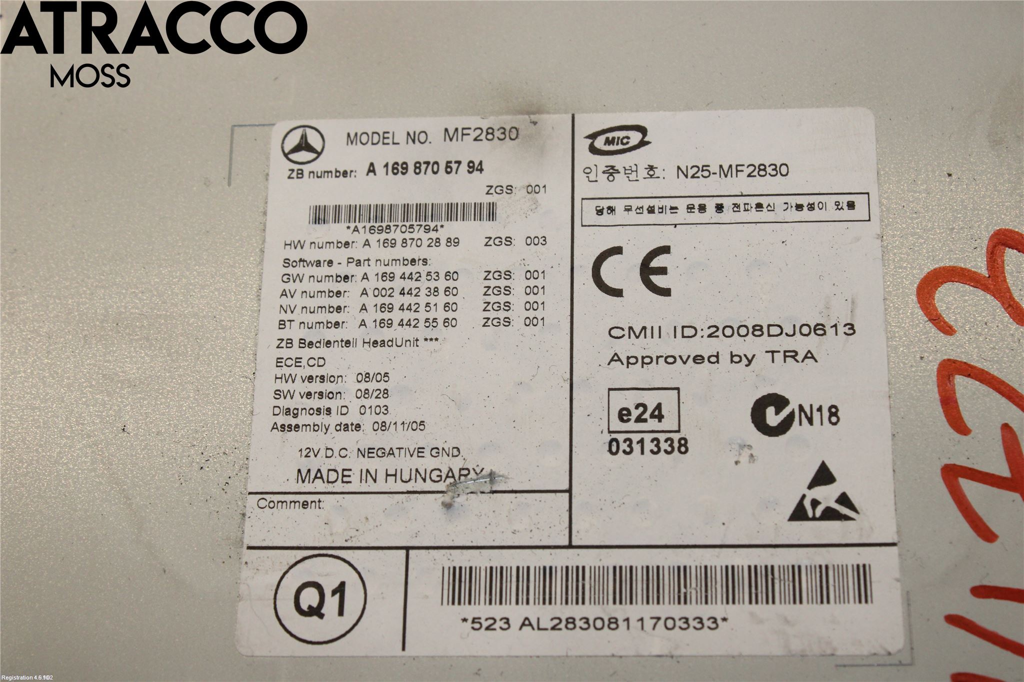 Mercedes-Benz MB B-KLASS (W245) 05-12 Stereo Radio