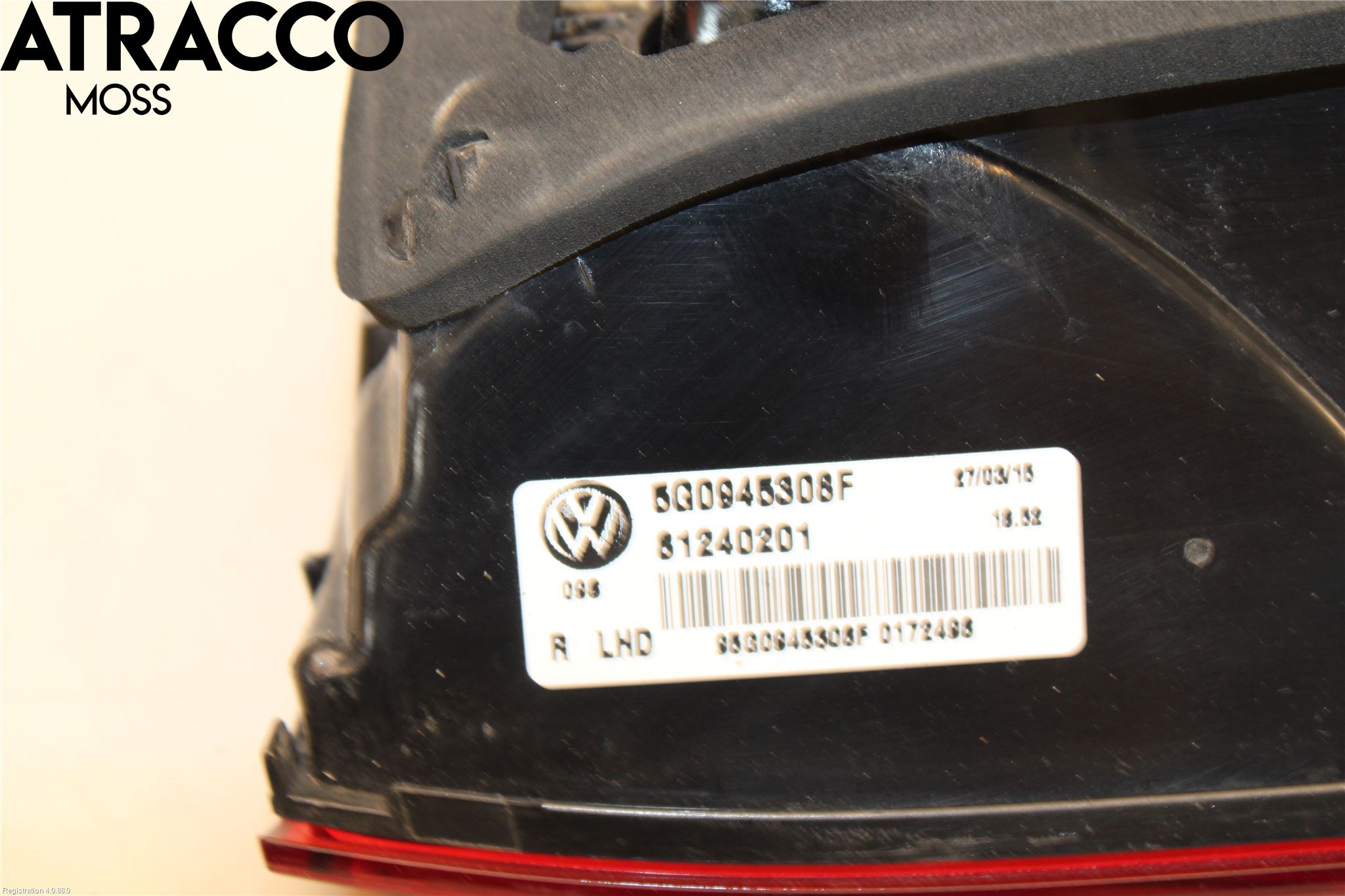 Volkswagen VW GOLF / E-GOLF VII 13-20 Baklykt Høyre  På Luke(Indre)
