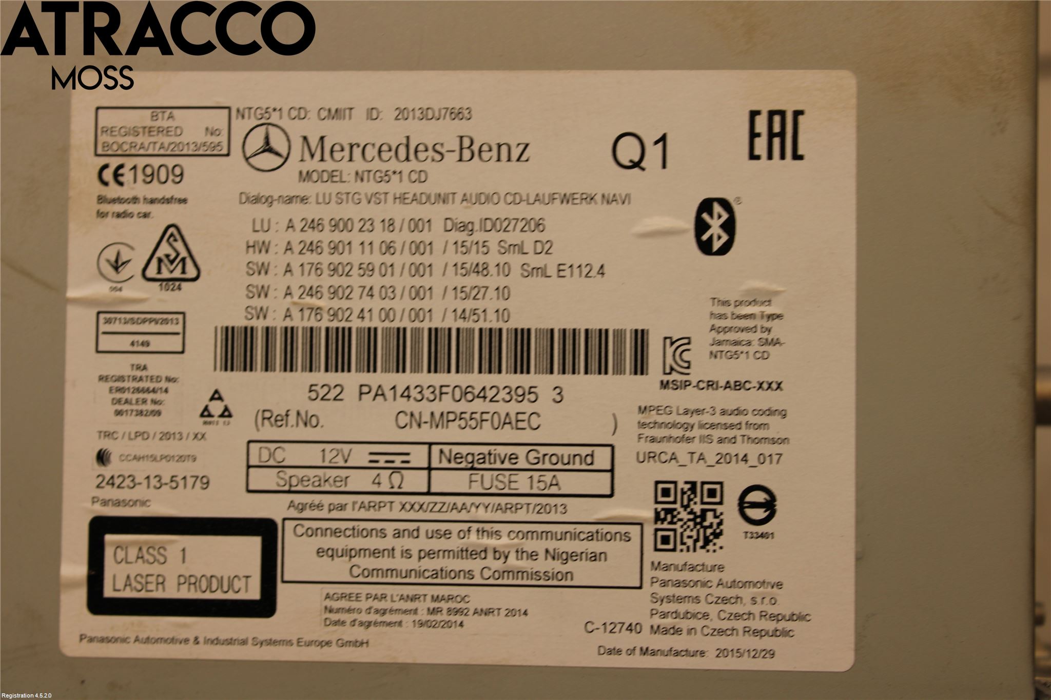 Mercedes-Benz MB B-KLASS (W246/W242) 12-19 Stereo Radio Med Cd
