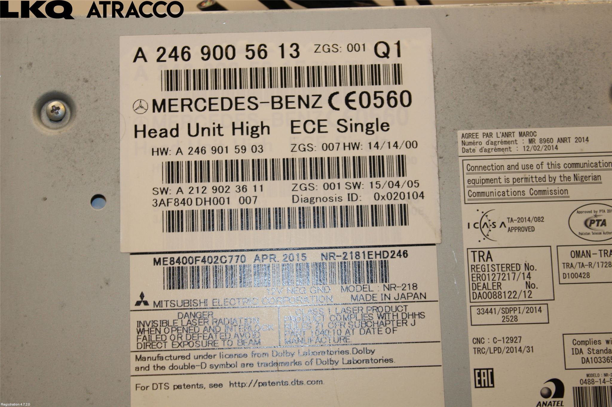 Mercedes-Benz MB CLA-KLASS (C117/X117) 13-19 Stereo Radio Med Cd