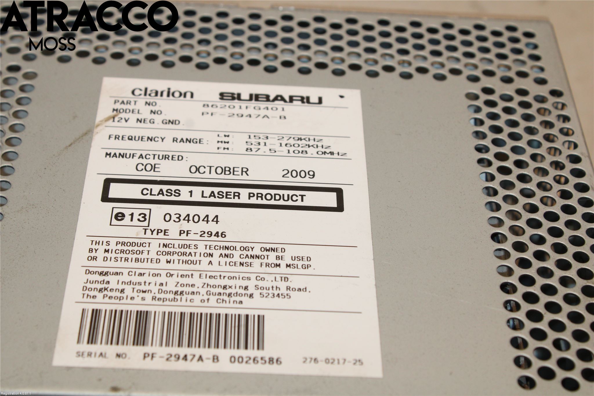 Subaru IMPREZA III 08-11 Stereo Radio Med Cd