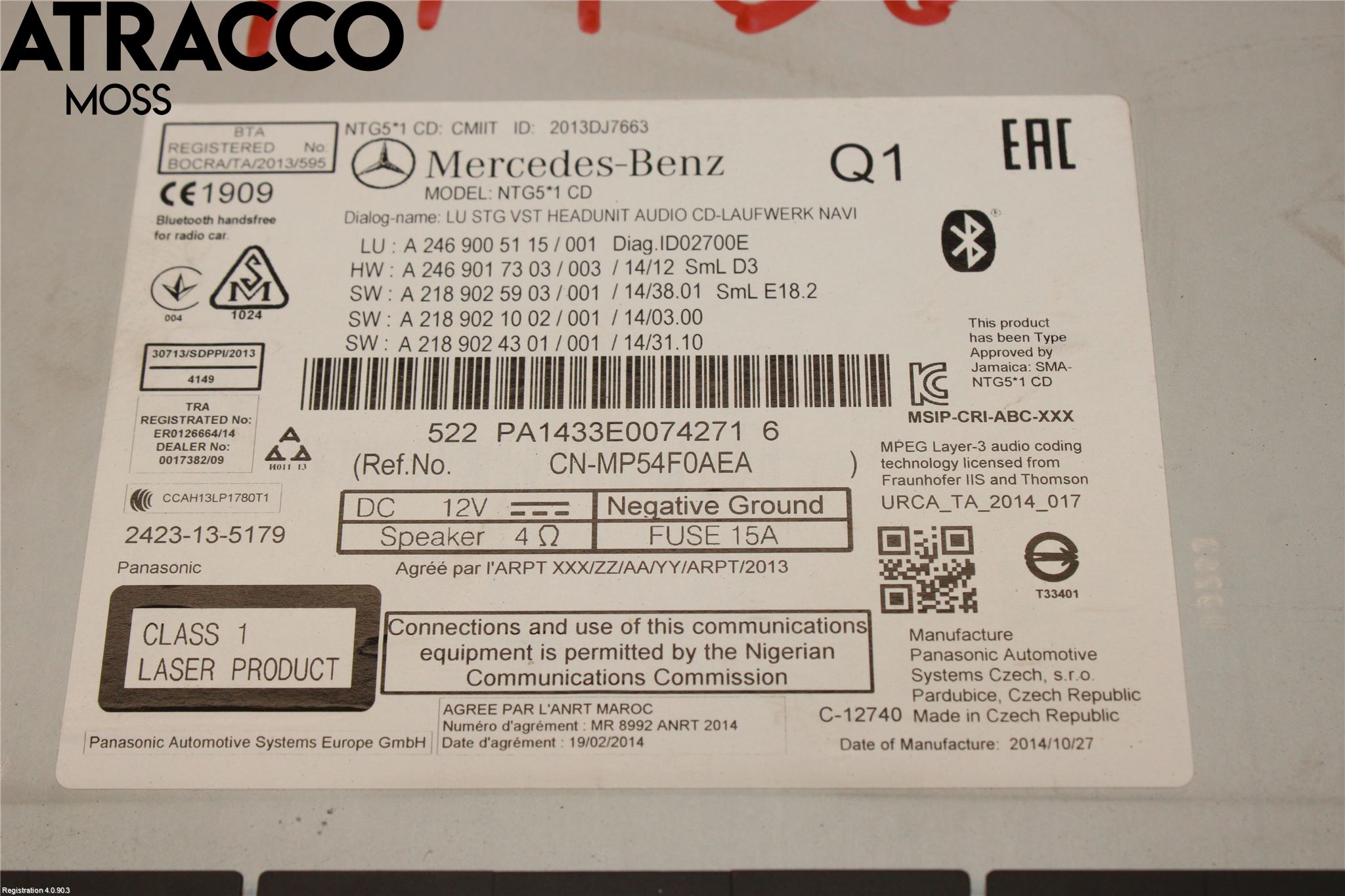 Mercedes-Benz MB B-KLASS (W246/W242) 12-19 Stereo Radio Med Cd