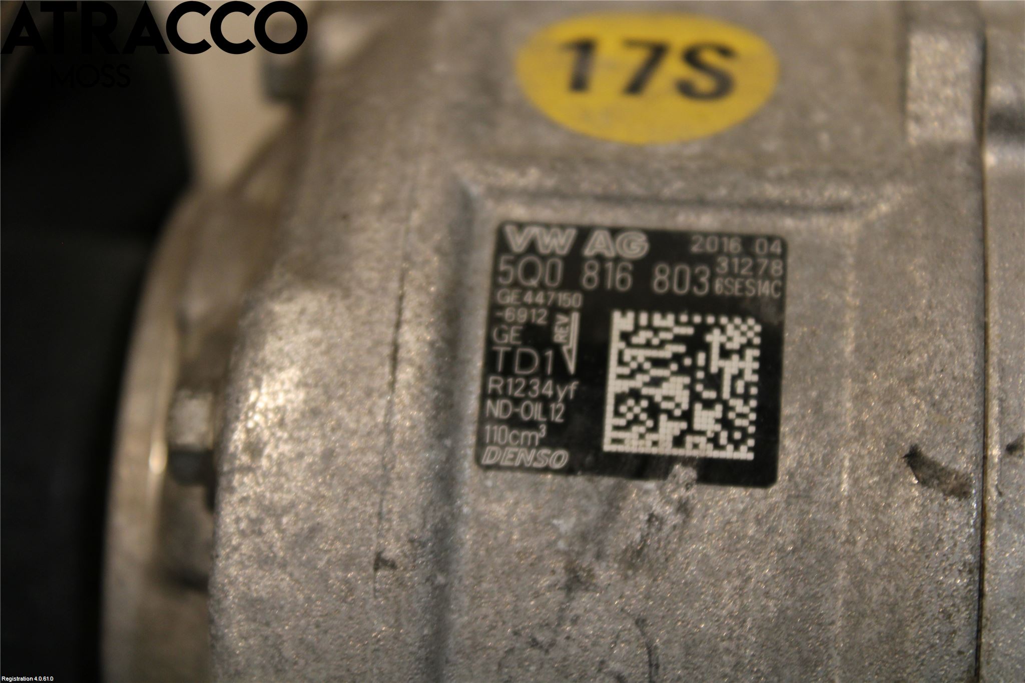 Volkswagen VW GOLF / E-GOLF VII 13-20 Varme Ac Kompressor