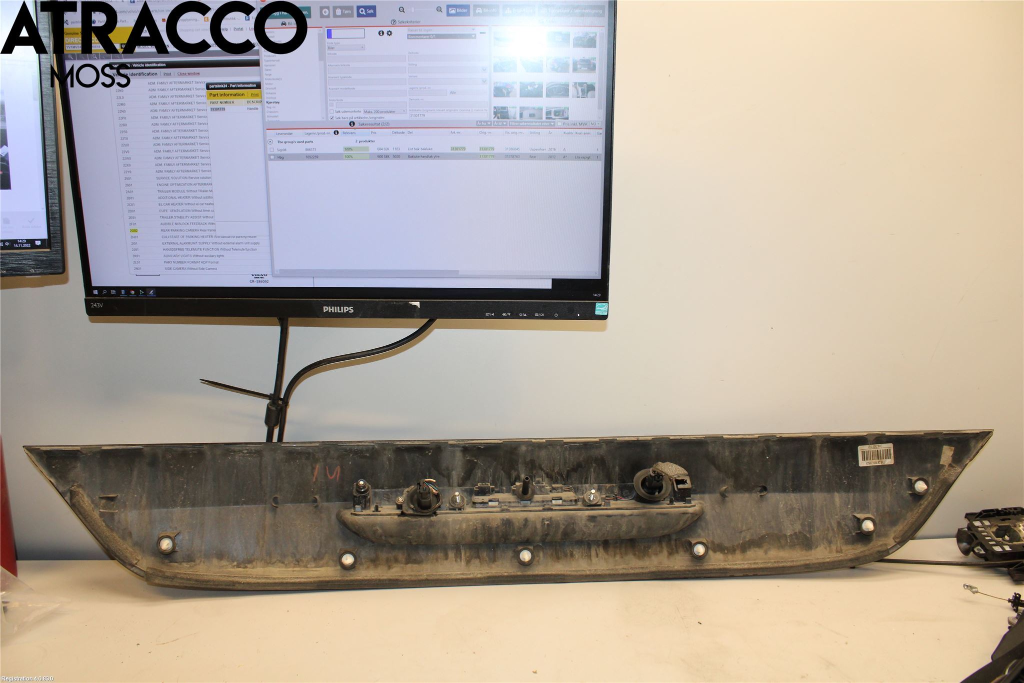 Volvo V40 12-19 Bakluke Handtak Ytre