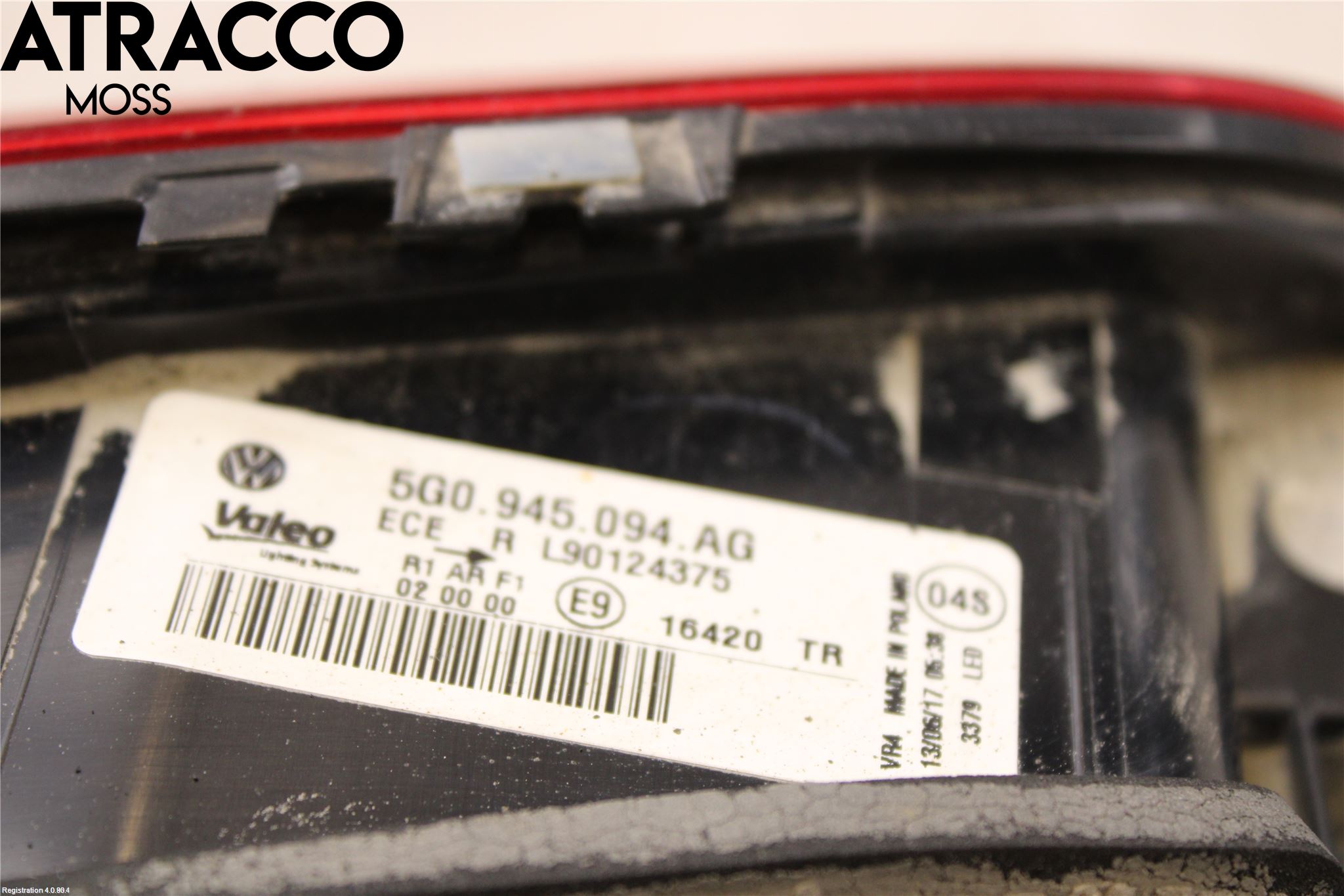 Volkswagen VW GOLF / E-GOLF VII 13-20 Baklykt Høyre  På Luke(Indre)