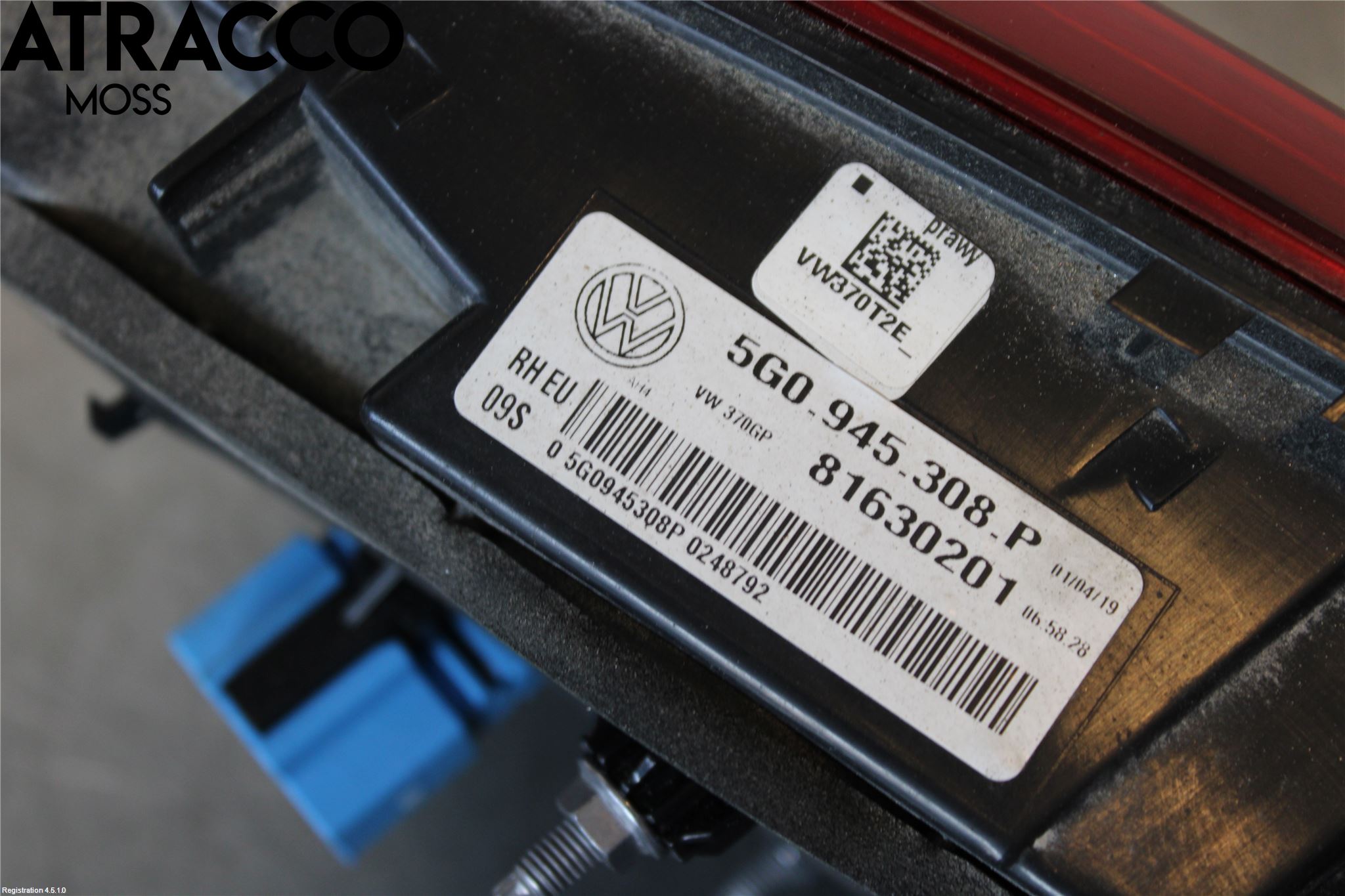 Volkswagen VW GOLF / E-GOLF VII 13-20 Baklykt Høyre  På Luke(Indre)