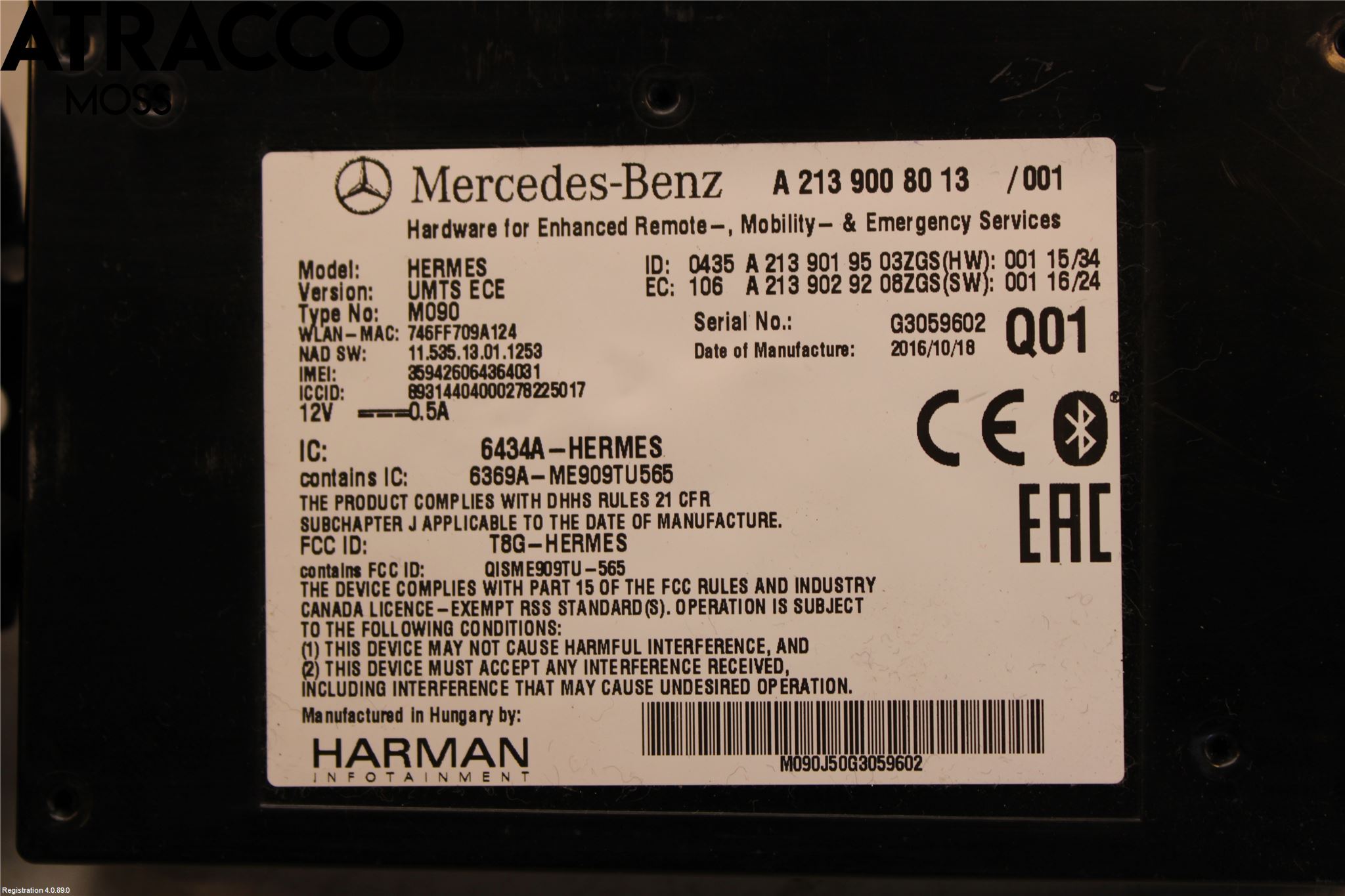 Mercedes-Benz MB C-KLASS (W205) 14-21 Styreenhet Øvrig