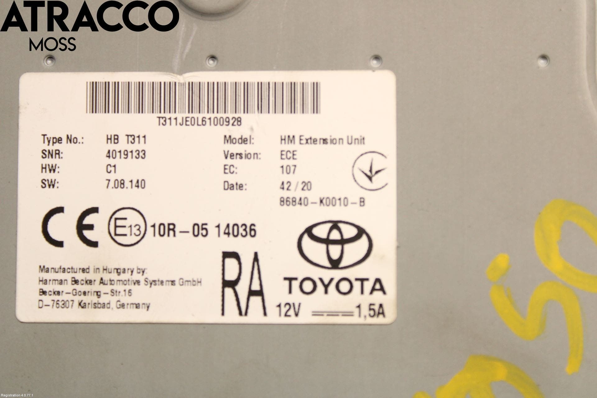 Toyota COROLLA 19- Stereo Radio Øvrig