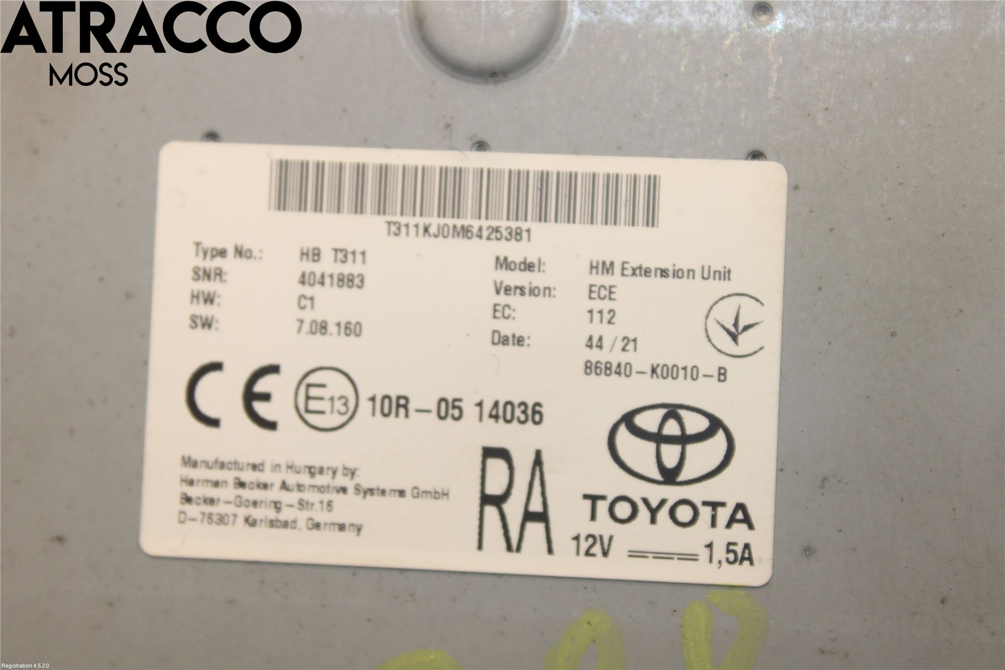 Toyota COROLLA 19- Stereo Radio Øvrig