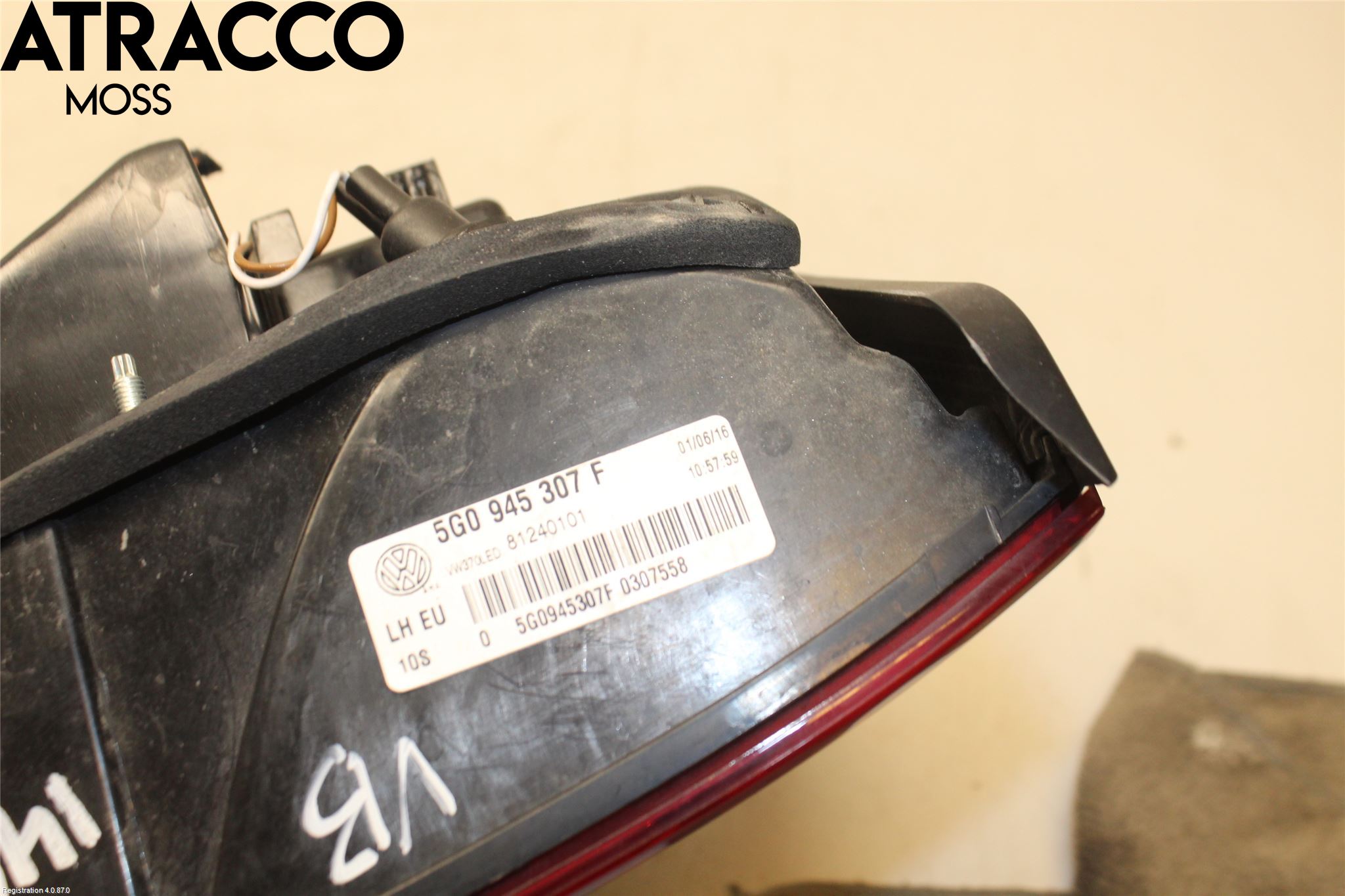 Volkswagen VW GOLF / E-GOLF VII 13-20 Baklykt Venstre  På Luke(Indre