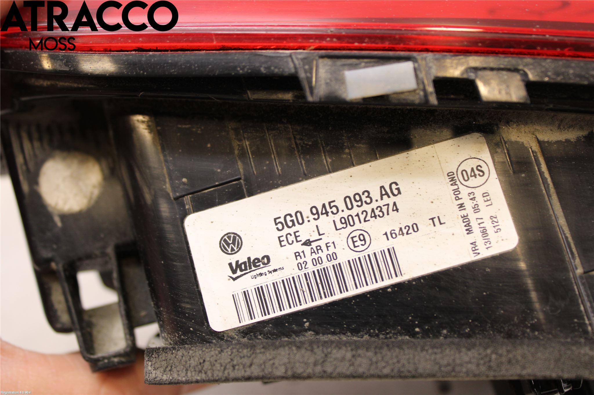 Volkswagen VW GOLF / E-GOLF VII 13-20 Baklykt Venstre  På Luke(Indre