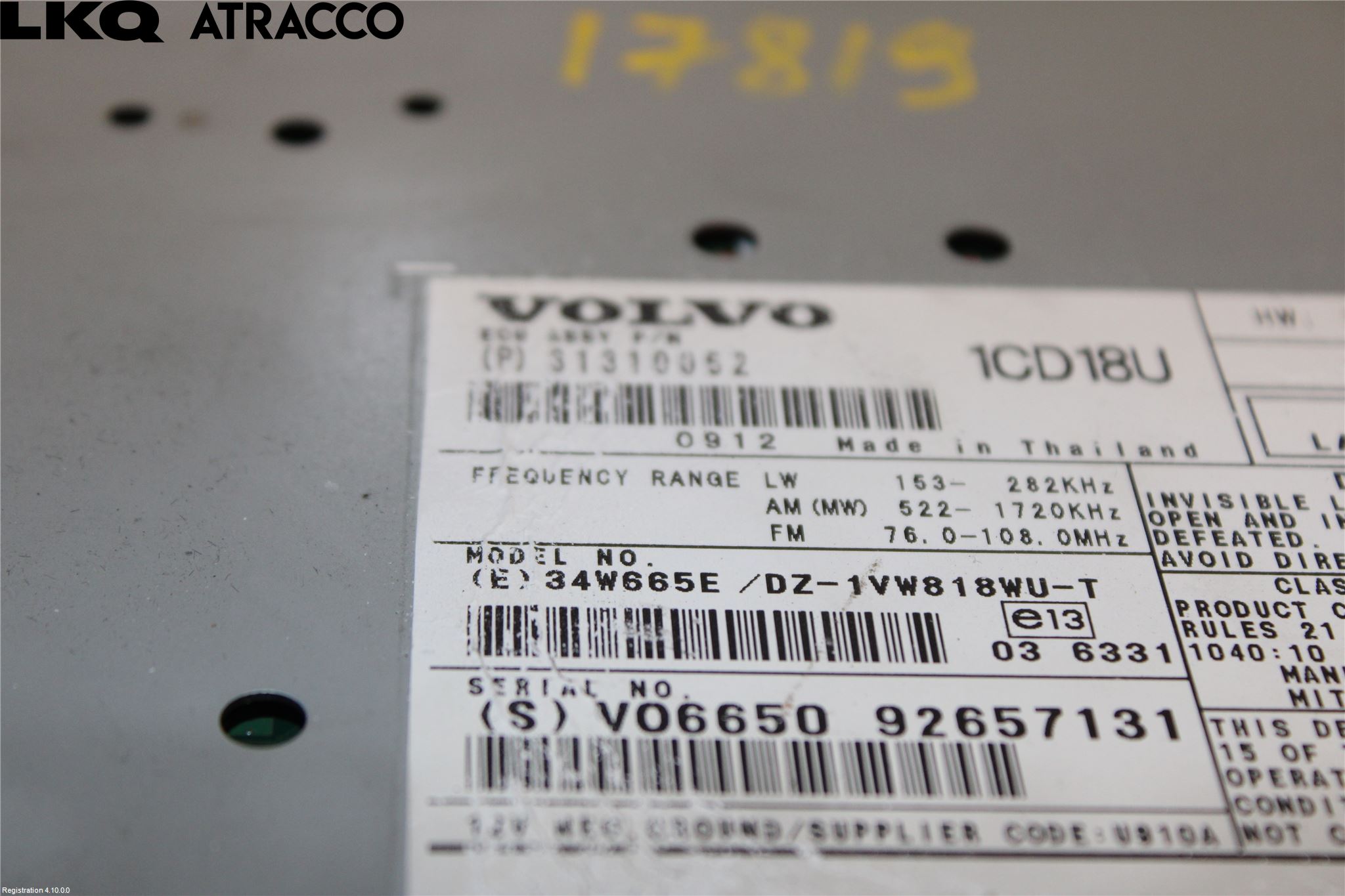 Volvo V50 08-12 Stereo Radio