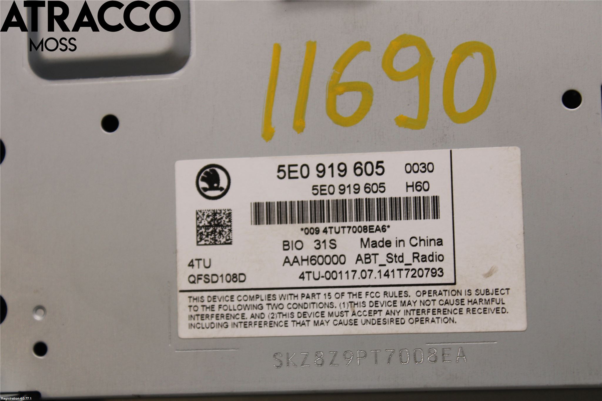 Skoda OCTAVIA (5E) 13-20 Stereo Radio Med Cd