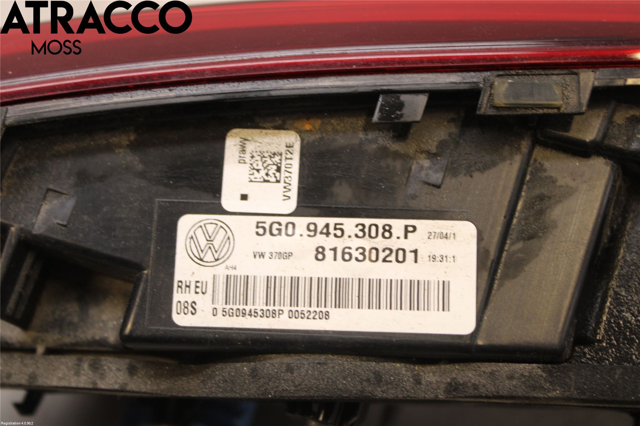 Volkswagen VW GOLF / E-GOLF VII 13-20 Baklykt Høyre  På Luke(Indre)