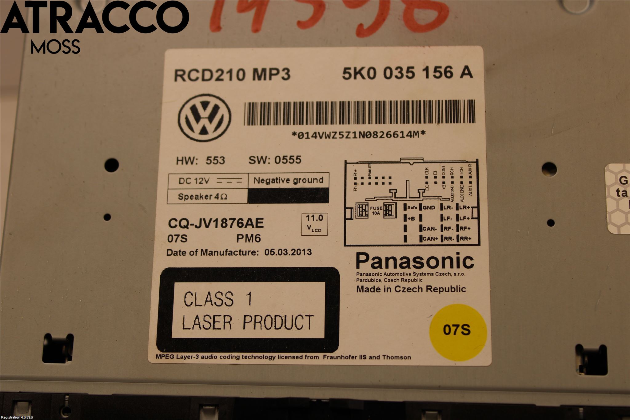 Volkswagen VW CADDY 11-15 Stereo Radio Med Cd