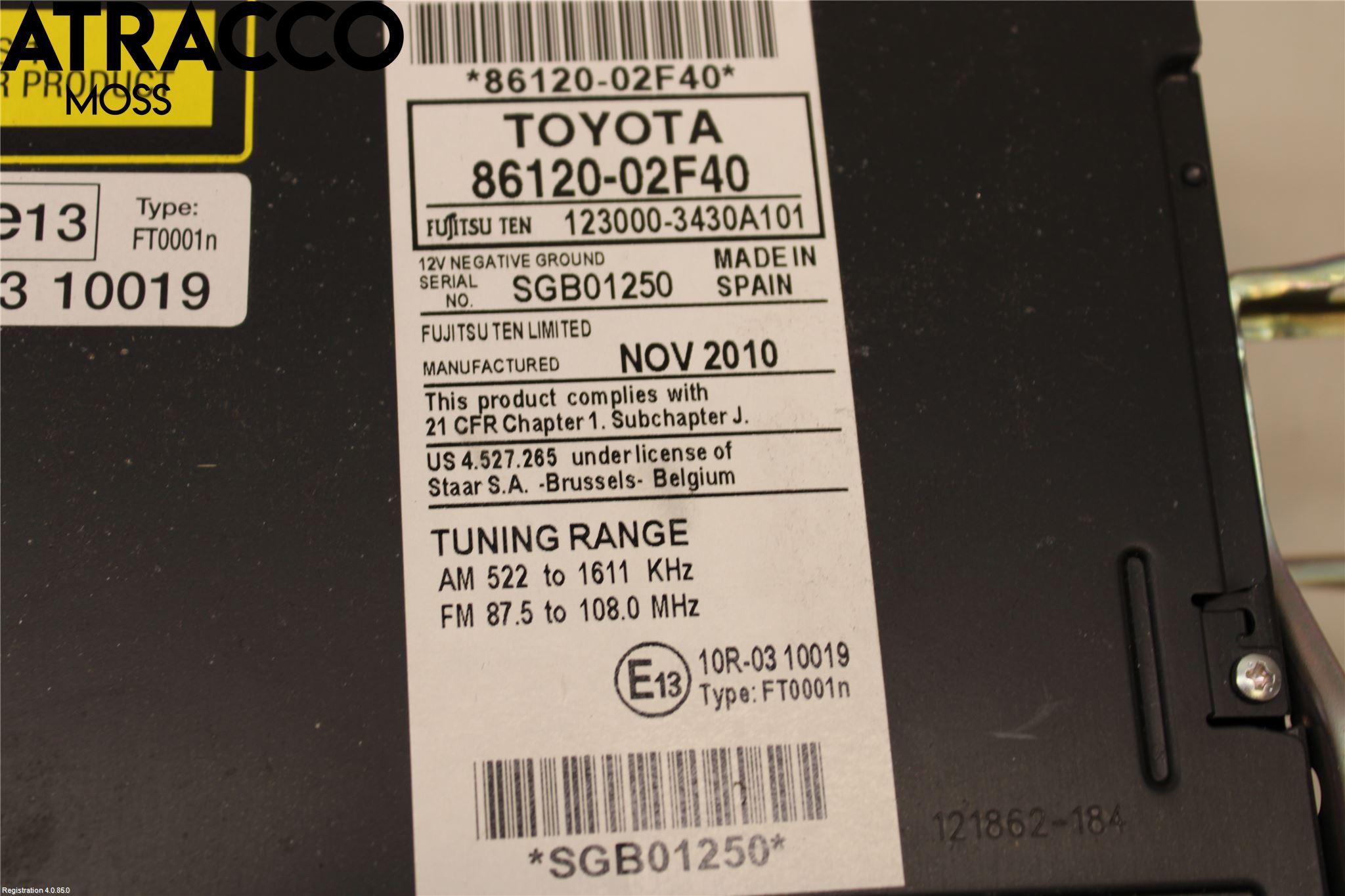 Toyota AURIS 10-12 Stereo Radio Med Cd