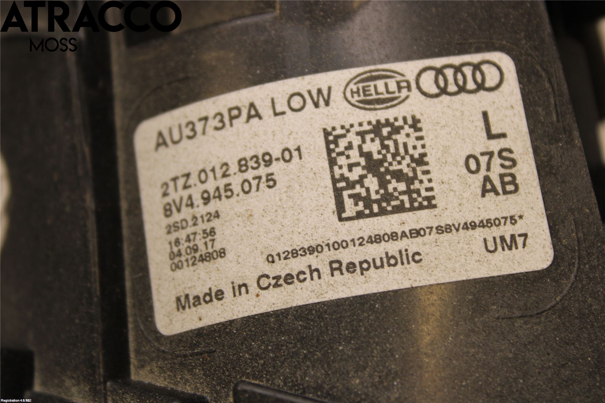 Audi A3/S3 8V 13-20 Baklykt Venstre  På Luke(Indre