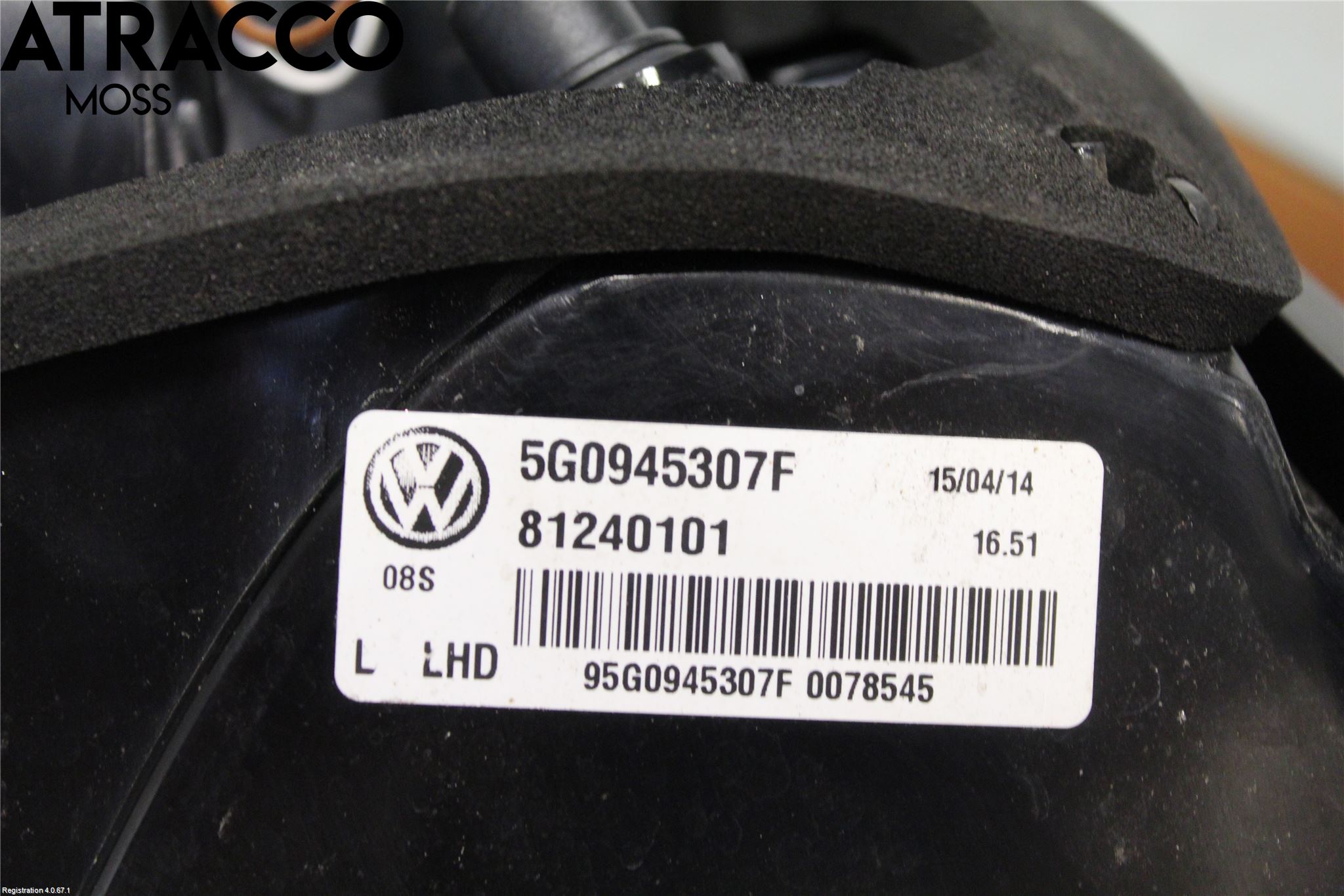 Volkswagen VW GOLF / E-GOLF VII 13-20 Baklykt Venstre  På Luke(Indre