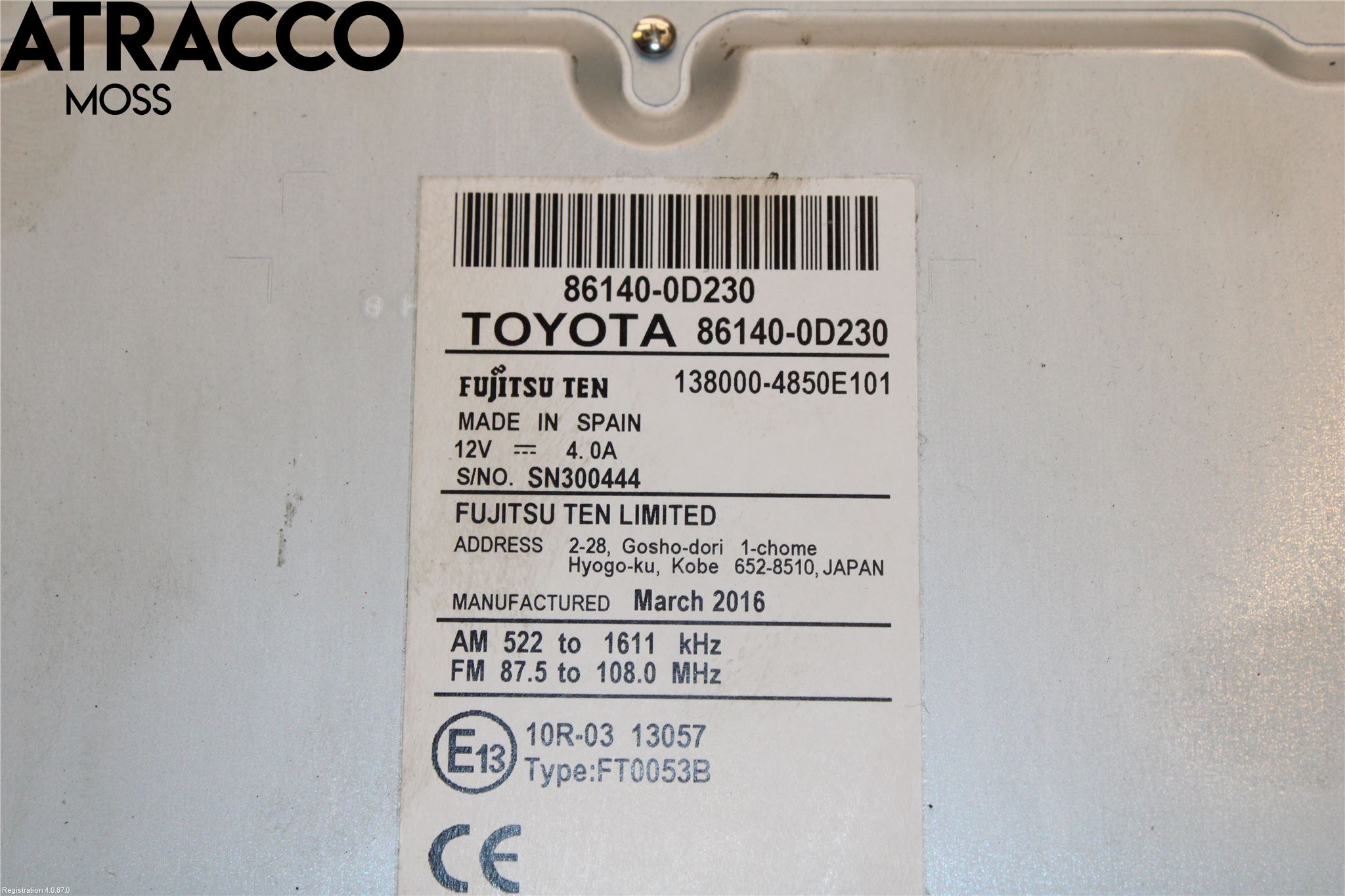 Toyota YARIS XP130 15-20 Stereo Radio