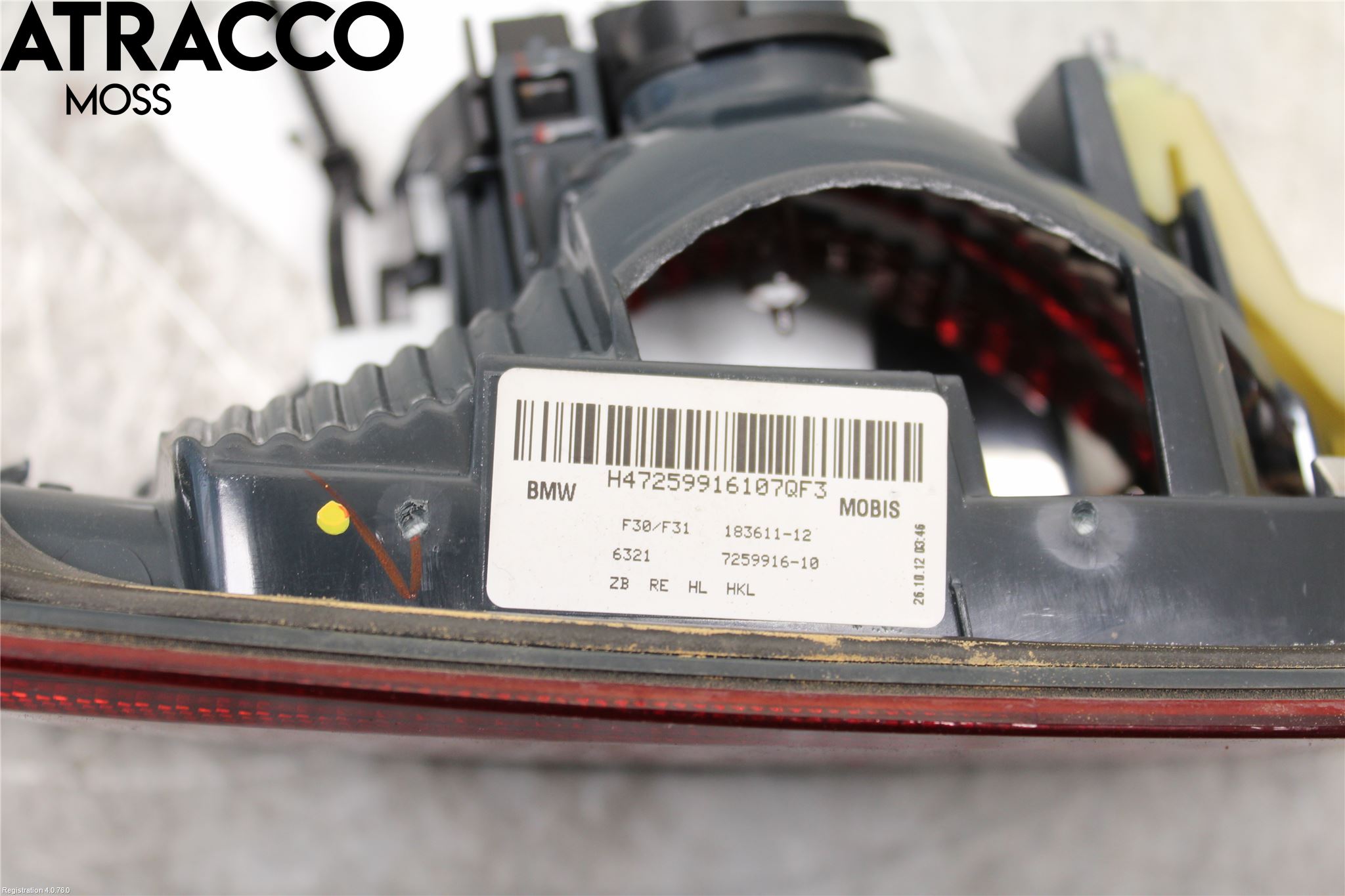 BMW 3 F30/F31/F80 12-19 Baklykt Høyre  På Luke(Indre)