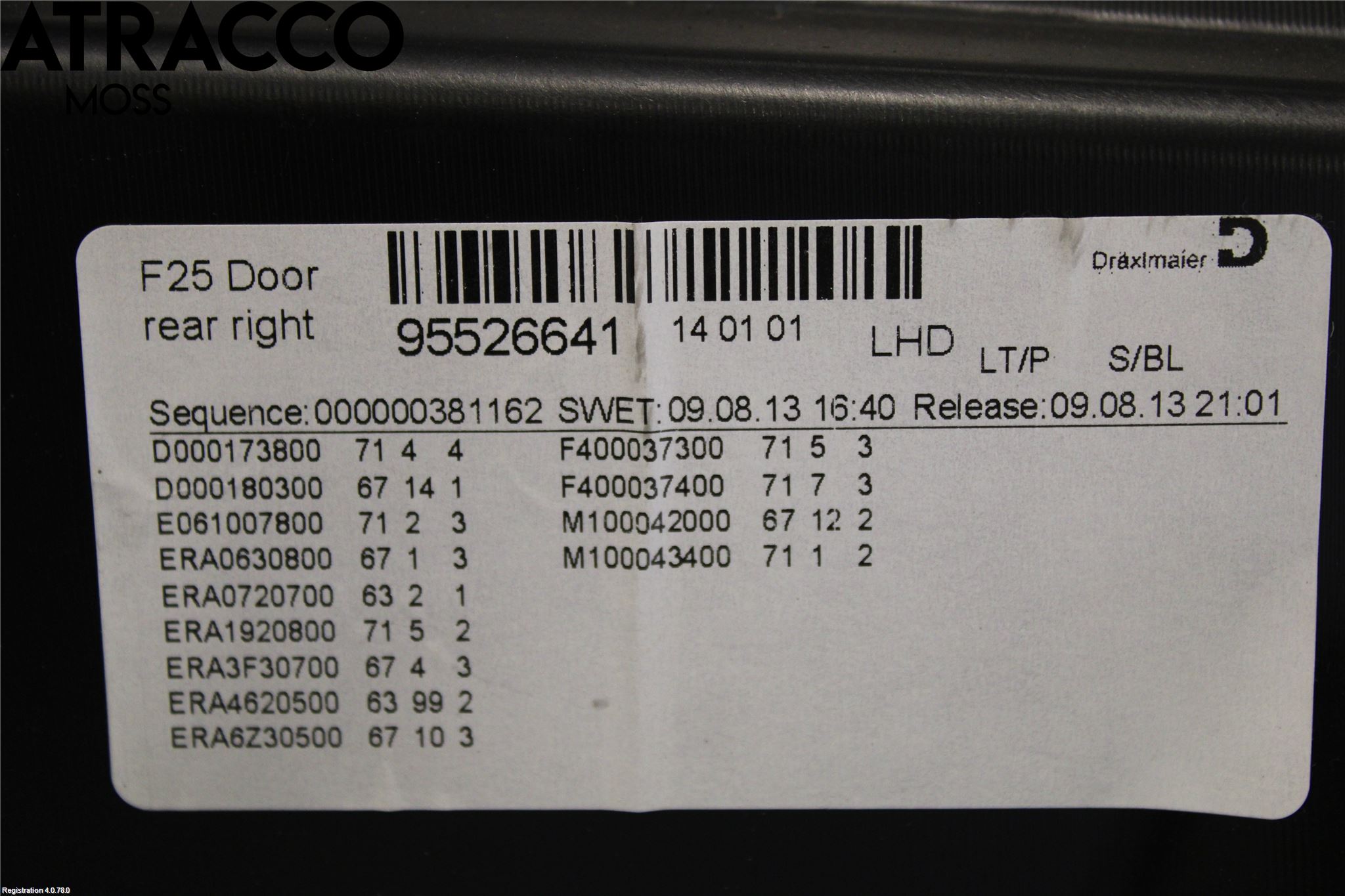 BMW X3 F25 10-17 Innr Dørtrekk Høyre