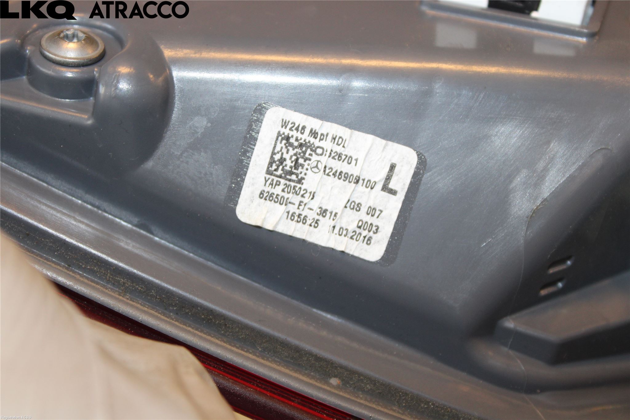 Mercedes-Benz MB B-KLASS (W246/W242) 12-19 Baklykt Venstre  På Luke(Indre