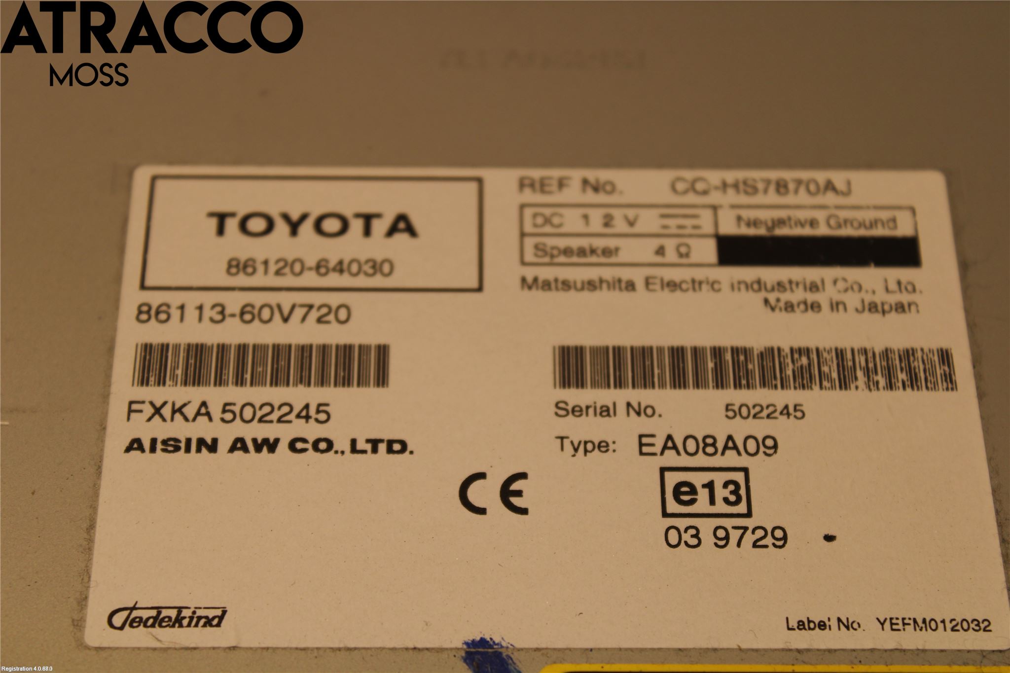 Toyota VERSO 09-18 Stereo Radio Med Cd