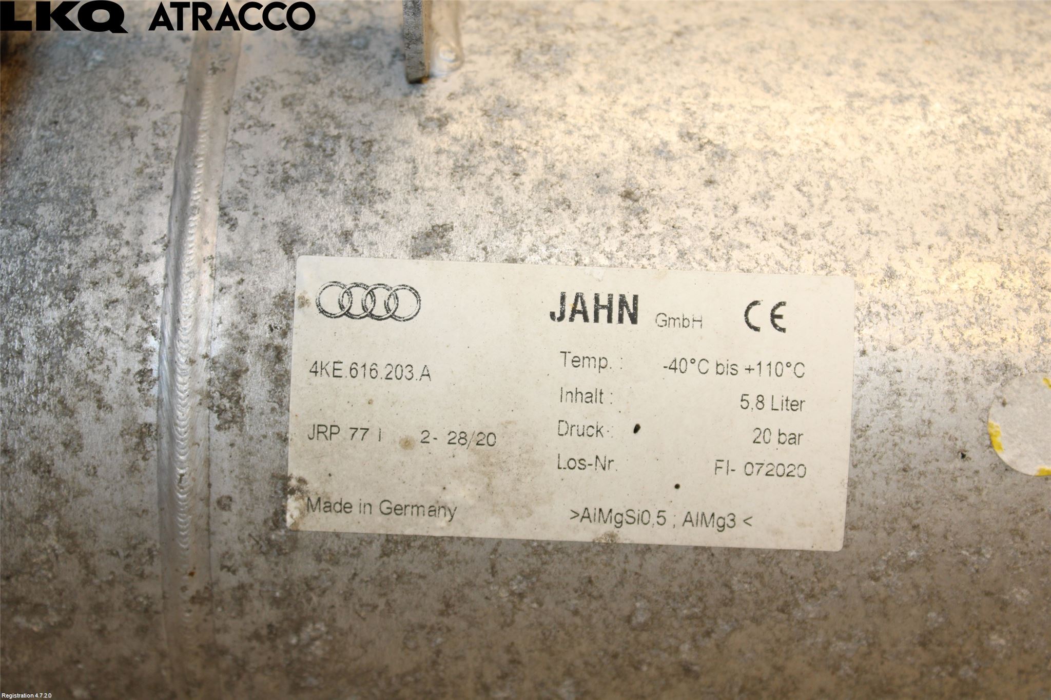 Audi E-TRON, S GE 19- Nivå/Lufrfrändring Trycktank